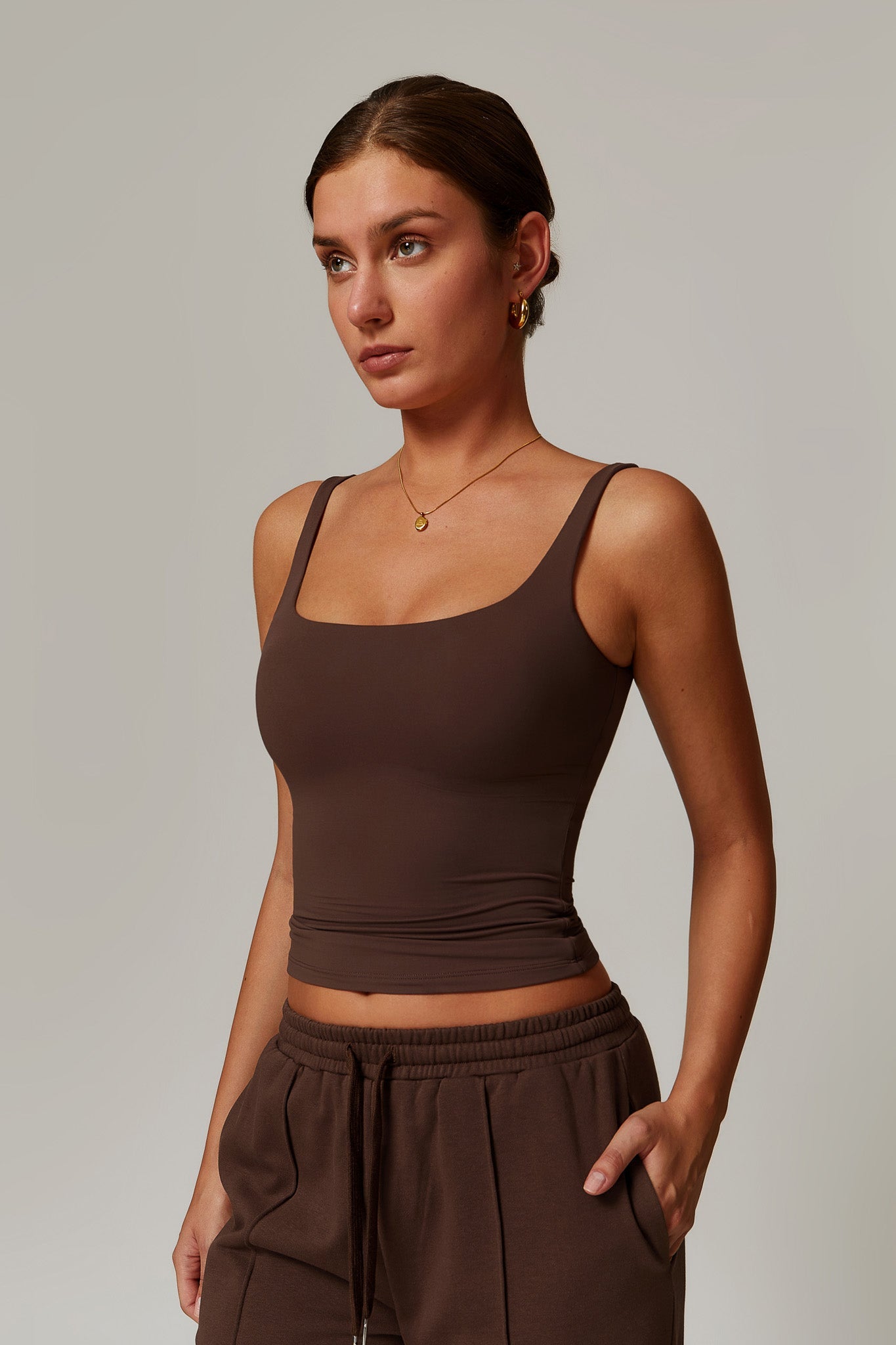 Amber Sleeveless Top - Brown
