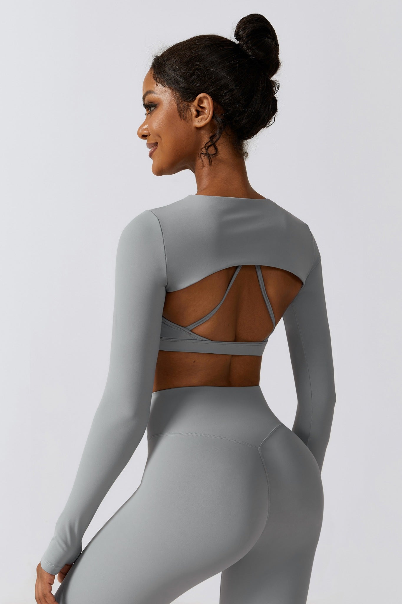 Flex Long Sleeve Shrug Top - Rhino Gray