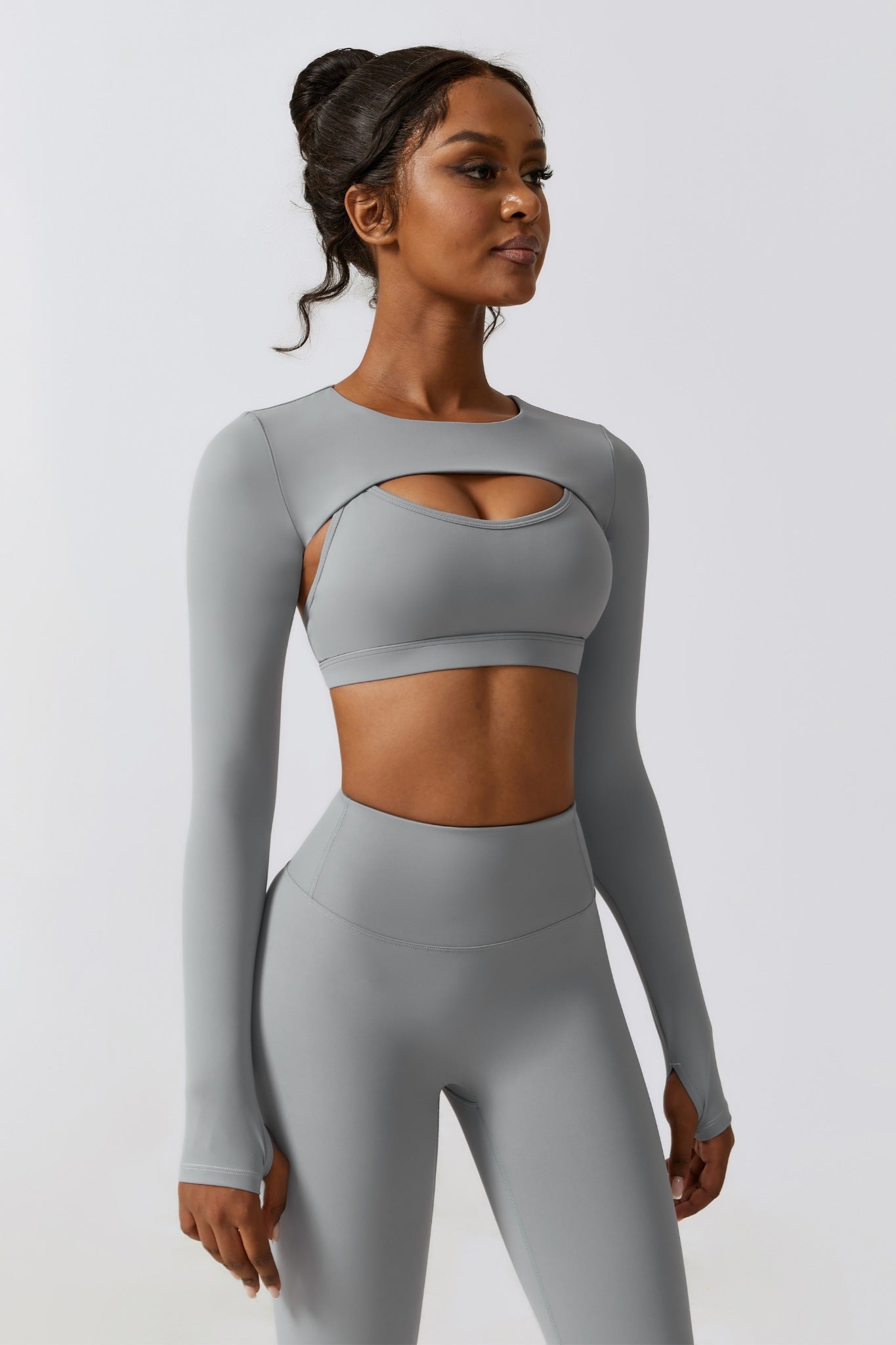 Flex Long Sleeve Shrug Top - Rhino Gray