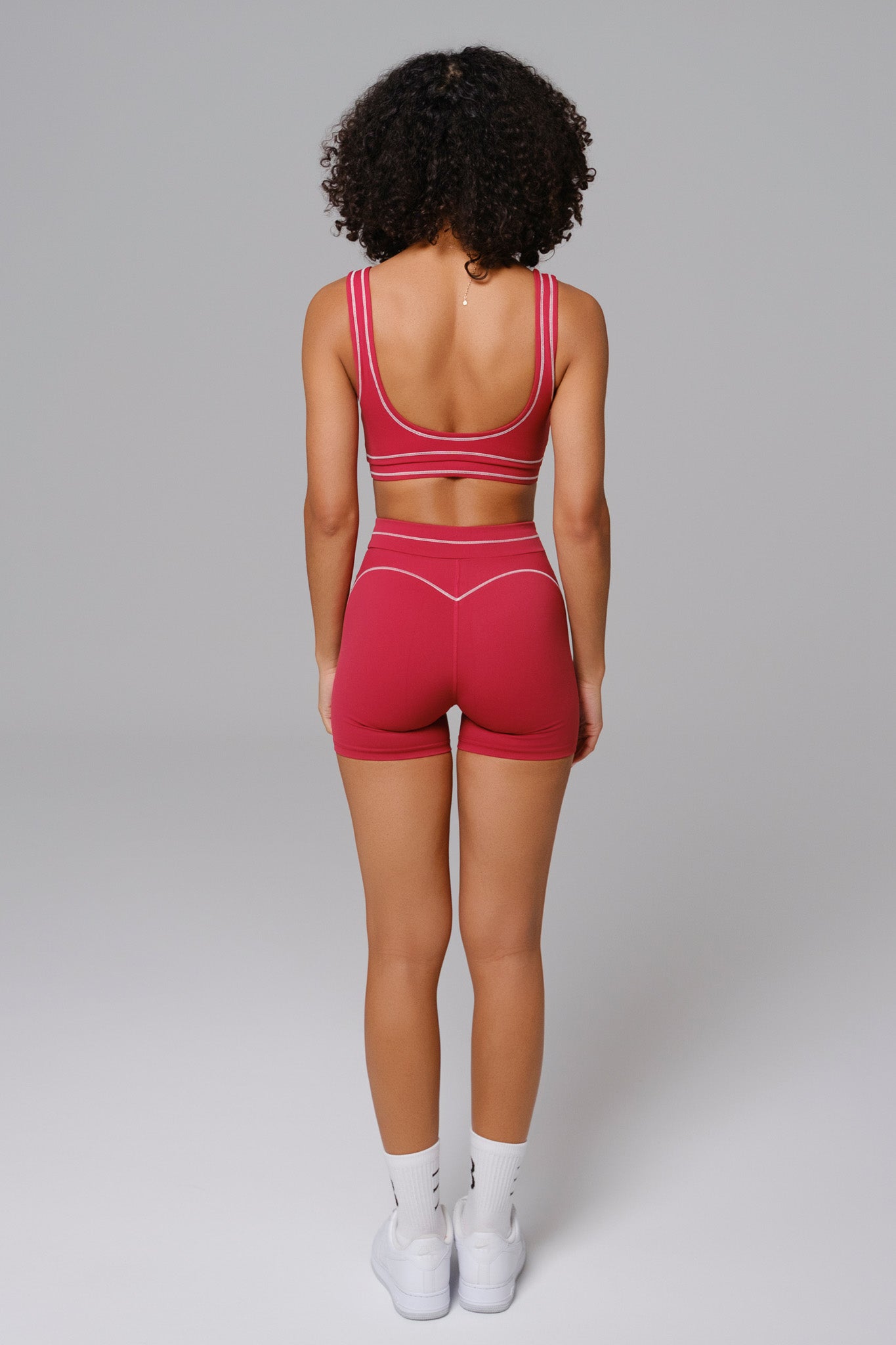 Shelly High Waist Sports Shorts - Cherry Red - Maison and Aurora
