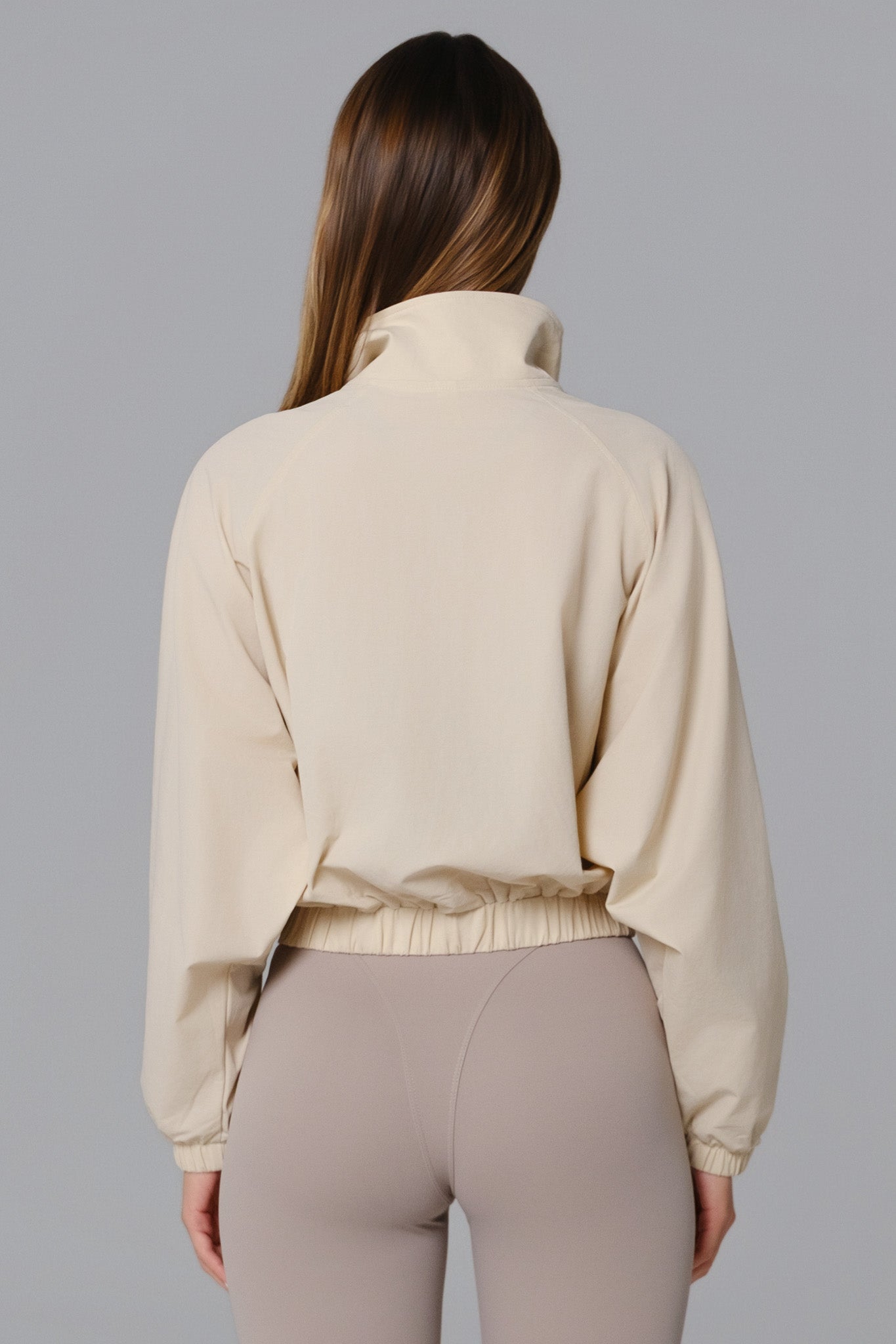 Ava Cropped Windbreaker Jacket - Bisque - Maison and Aurora