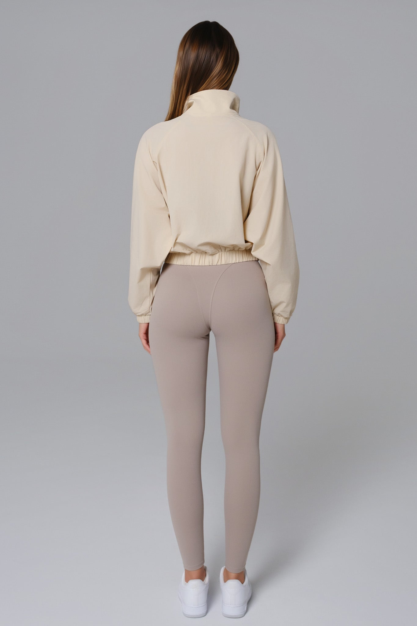 Ava Cropped Windbreaker Jacket - Bisque - Maison and Aurora