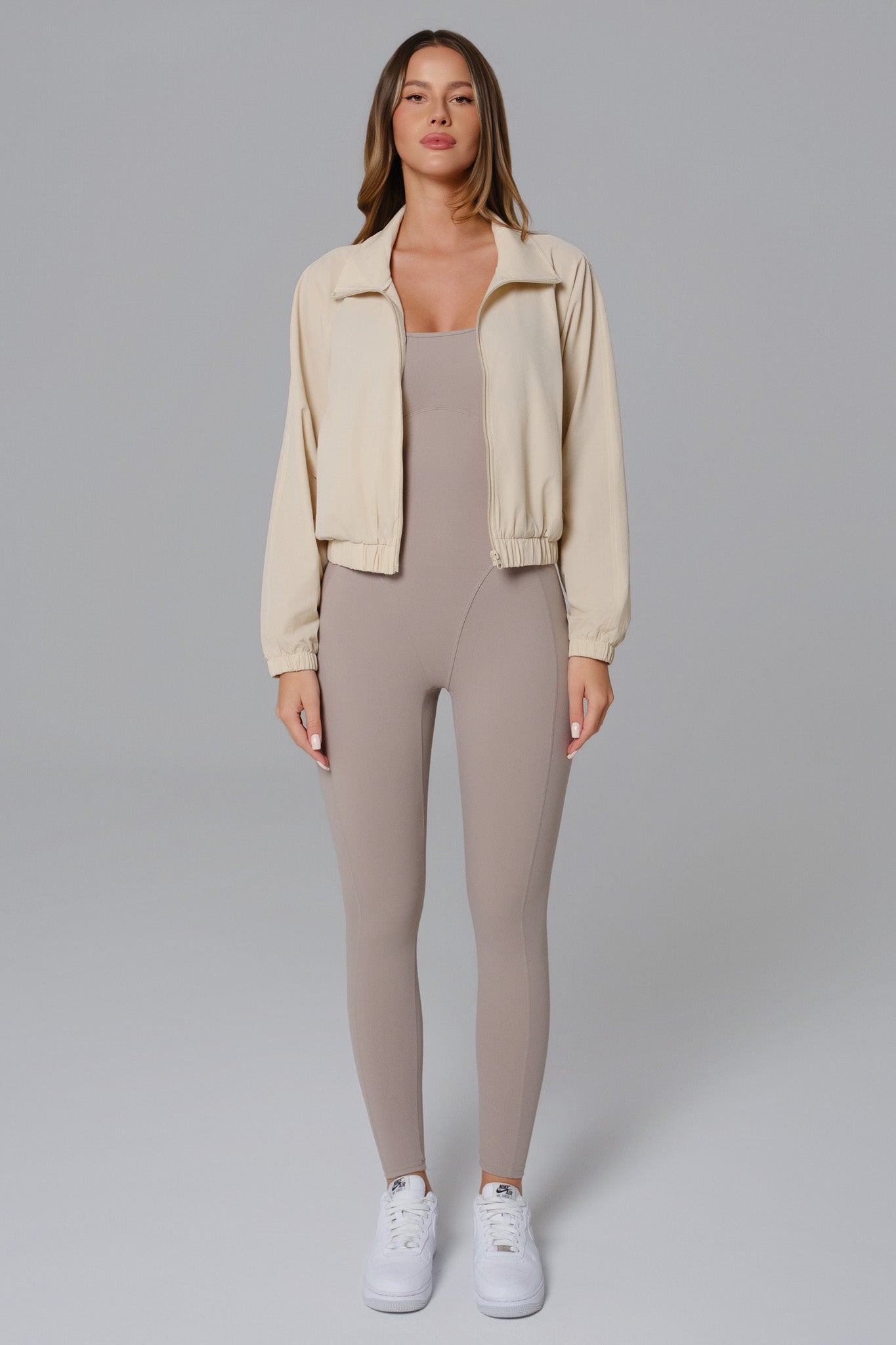 Ava Cropped Windbreaker Jacket - Bisque - Maison and Aurora