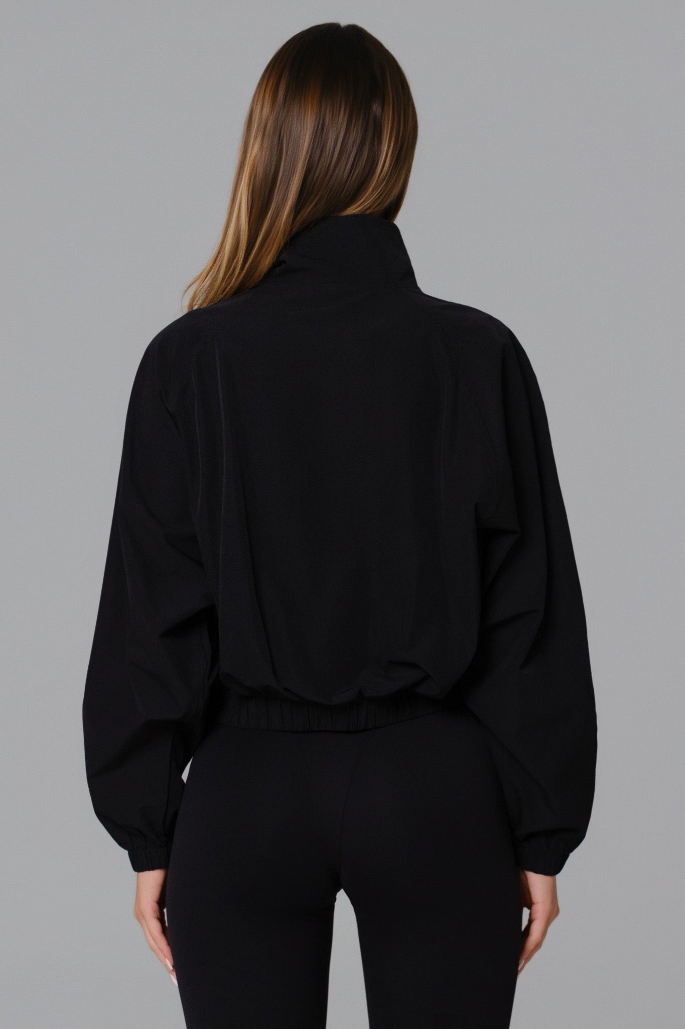 Ava Cropped Windbreaker Jacket - Black - Maison and Aurora