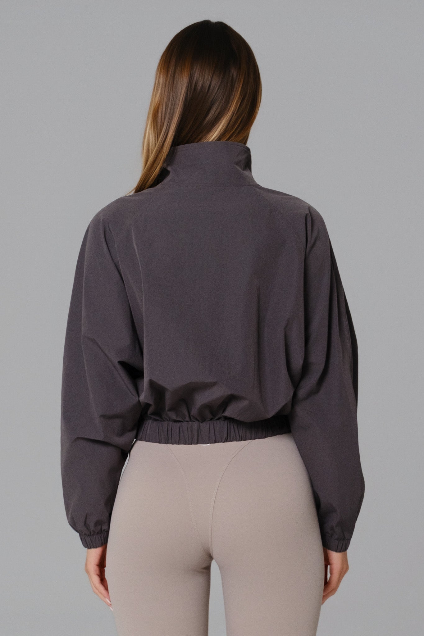 Ava Cropped Windbreaker Jacket - Obsidian Gray - Maison and Aurora