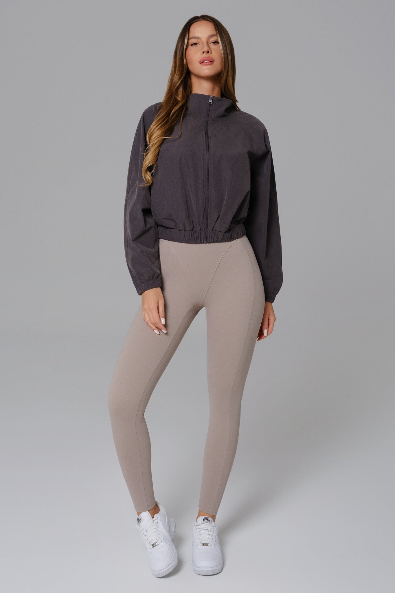 Ava Cropped Windbreaker Jacket - Obsidian Gray - Maison and Aurora