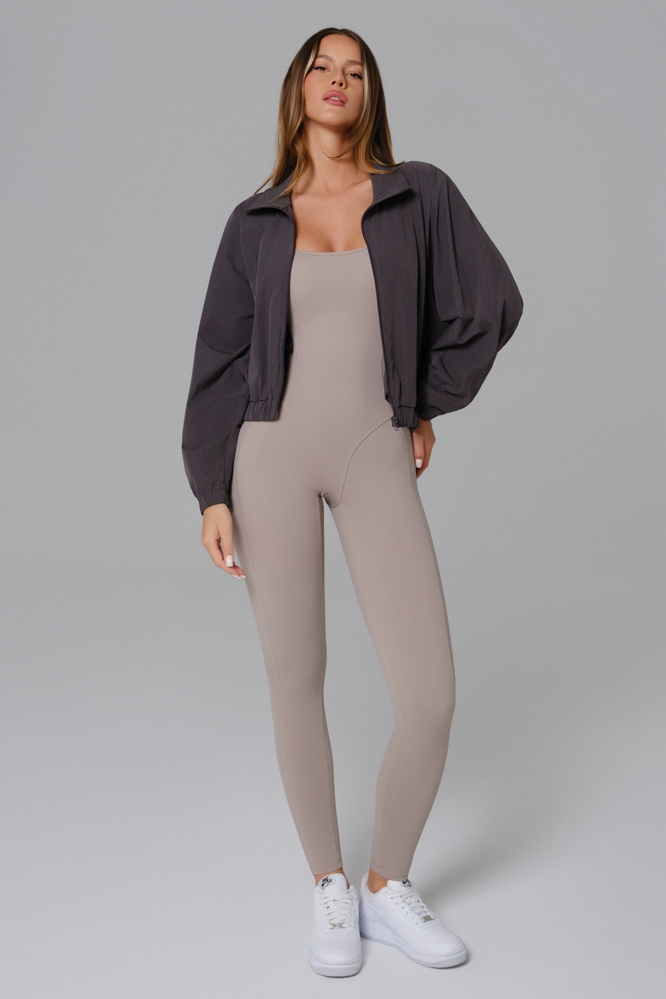 Ava Cropped Windbreaker Jacket - Obsidian Gray - Maison and Aurora