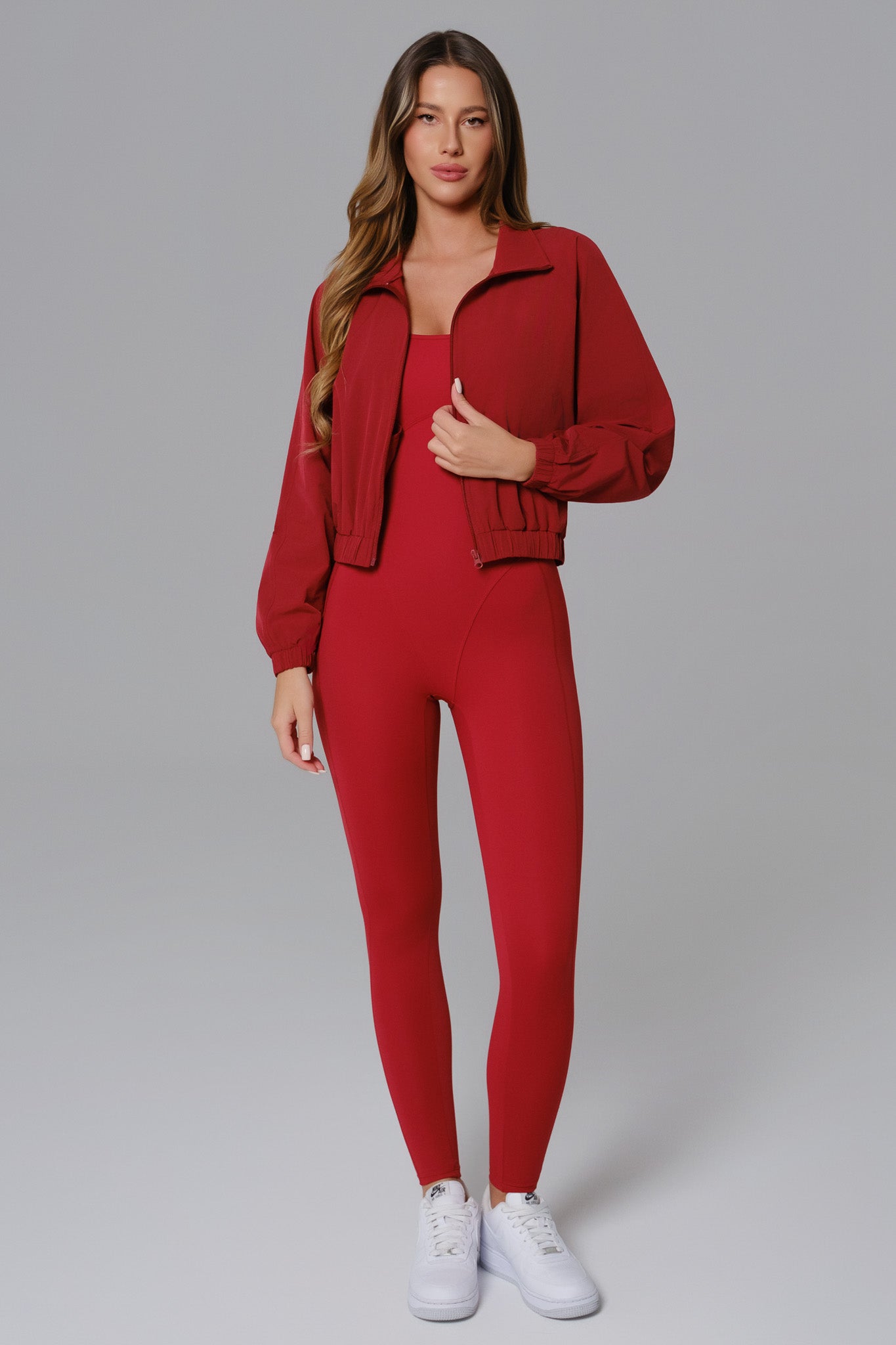 Ava Cropped Windbreaker Jacket - Red - Maison and Aurora