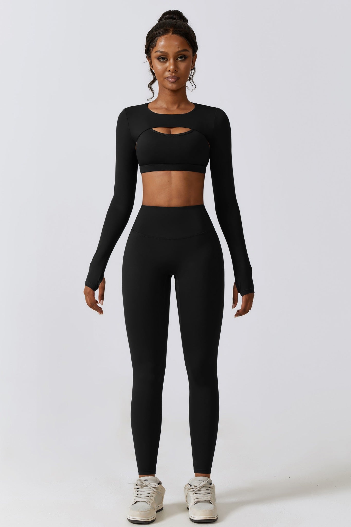 Fit Long Sleeve Shrug Top - Black - Maison and Aurora