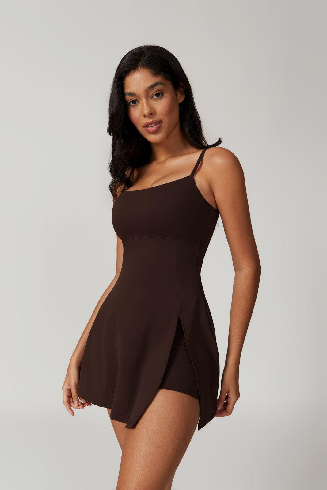 Amy Mini Dress - Brown - Maison and Aurora
