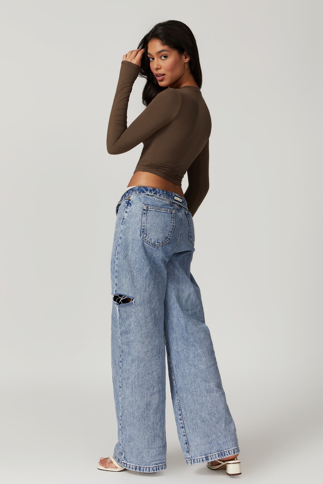 Melanie Long Sleeve Top - Brown - Maison and Aurora