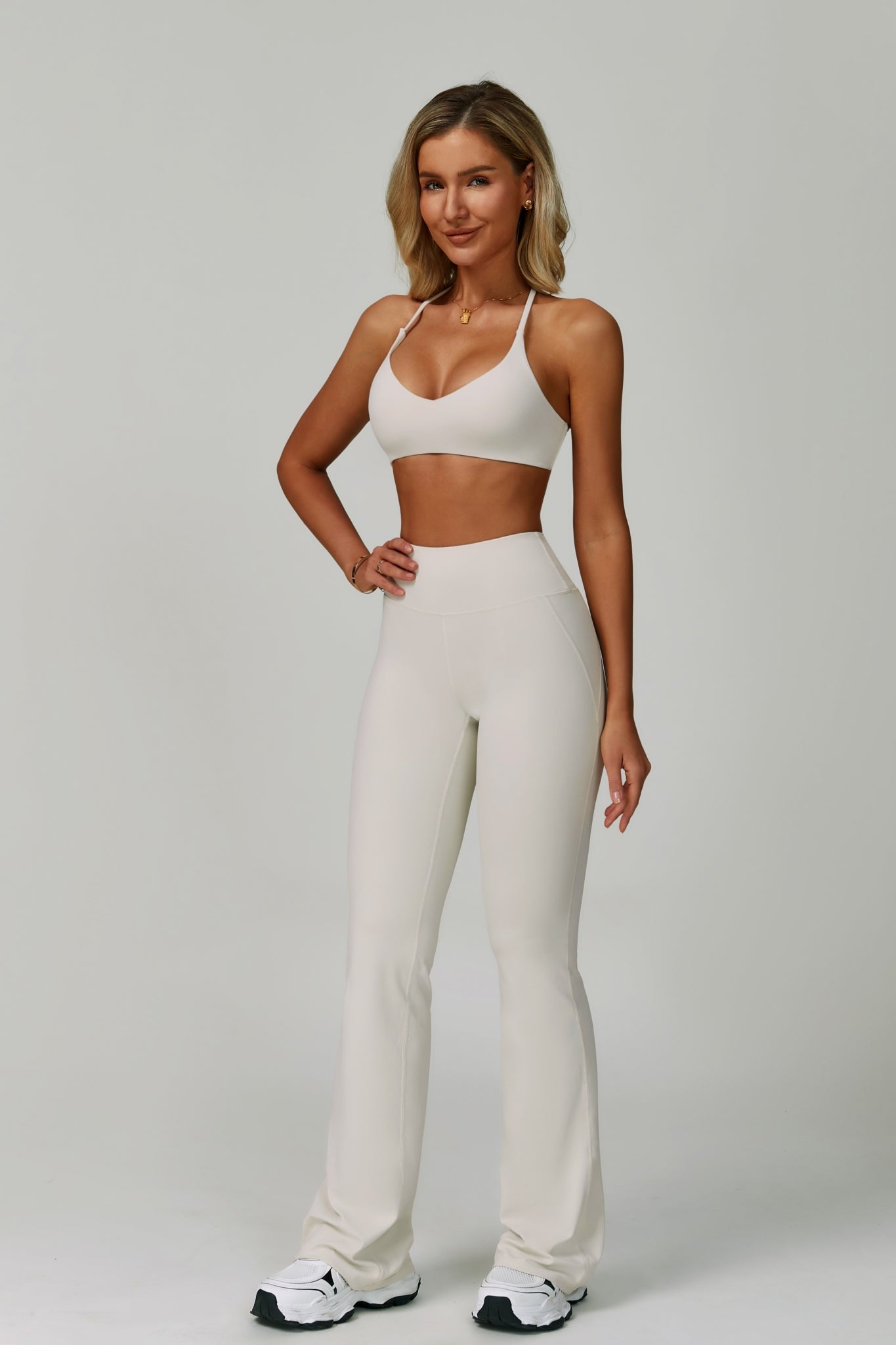 Esme Flare Leggings - Oatmilk - Maison and Aurora