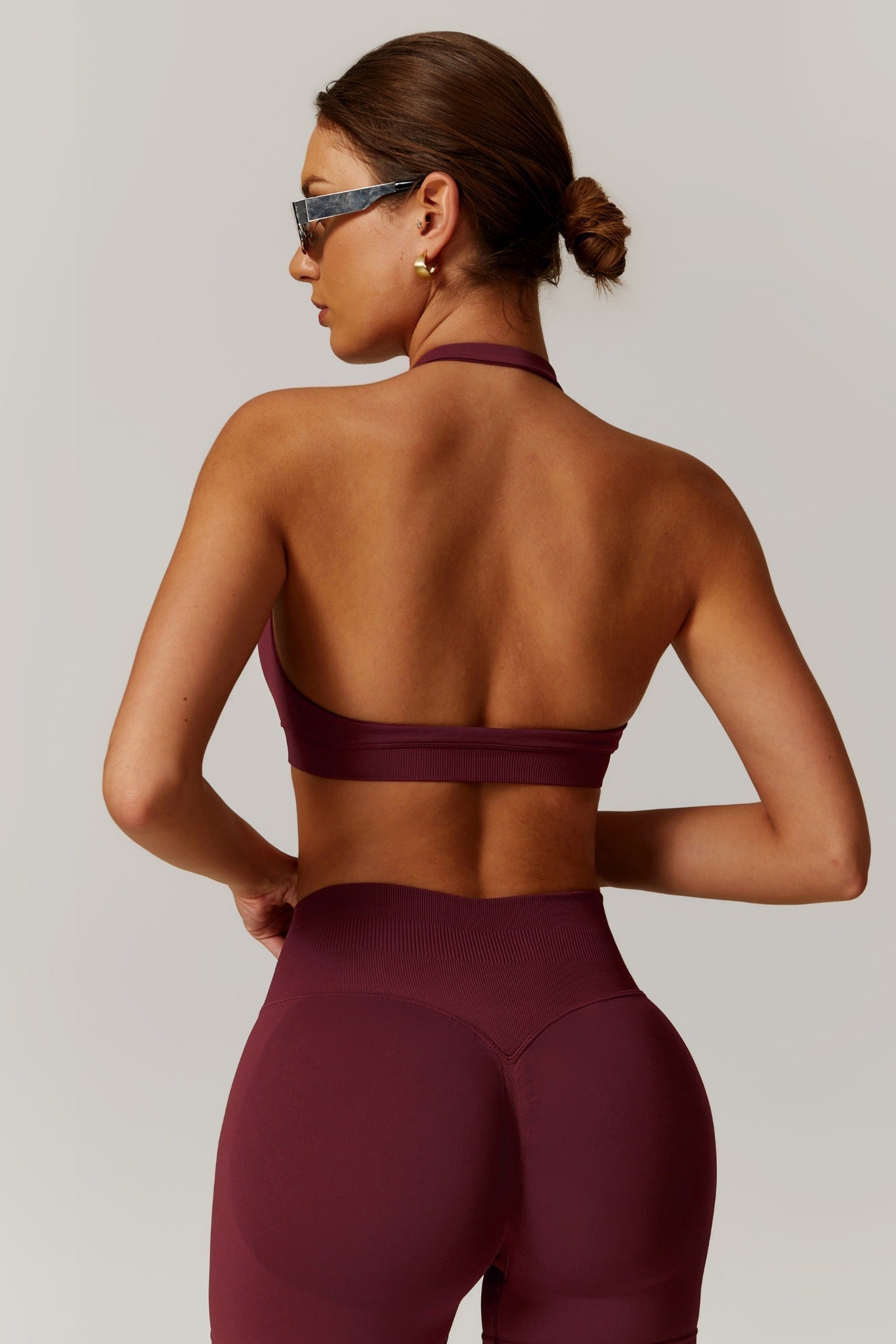 Aurora Backless Sports Bra - Maroon - Maison and Aurora