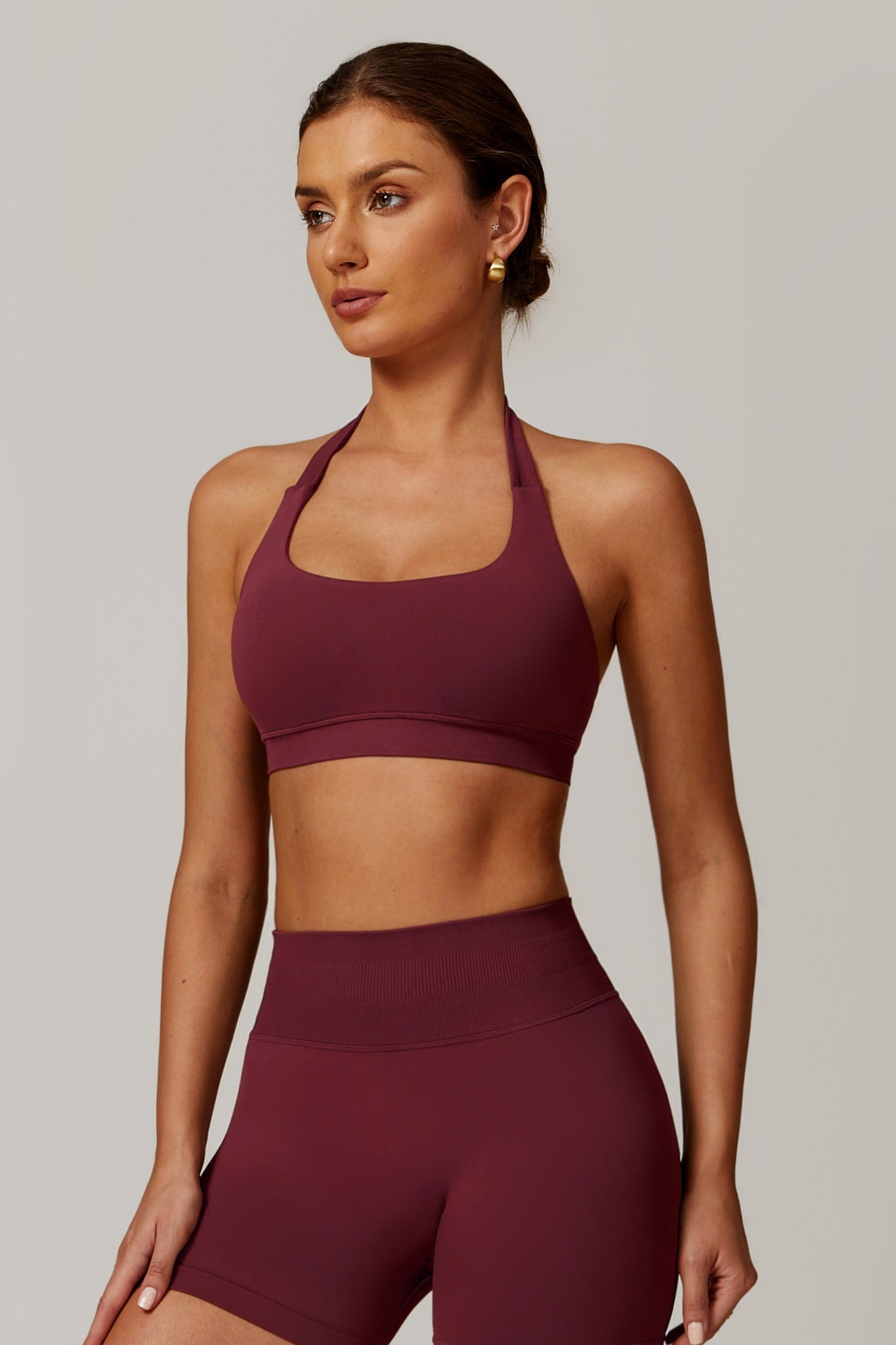 Aurora Backless Sports Bra - Maroon - Maison and Aurora