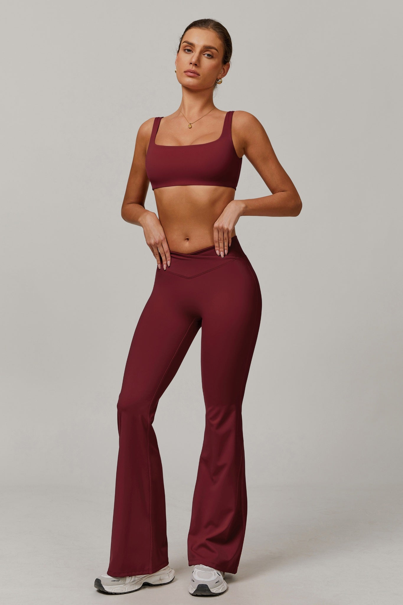 Evelyn Flare Leggings - Maroon - Maison and Aurora