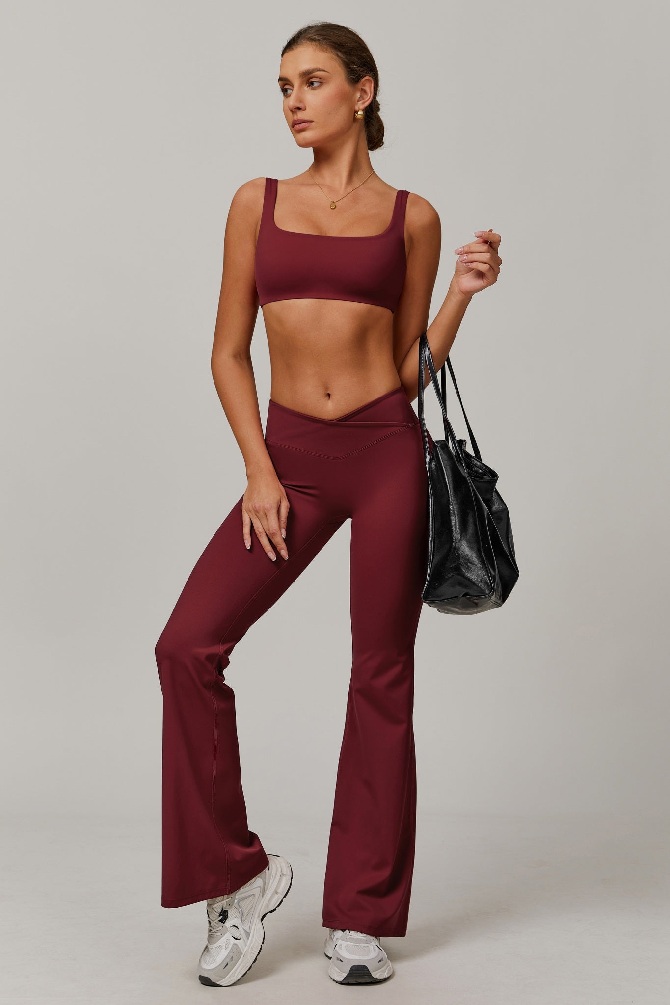 Evelyn Flare Leggings - Maroon - Maison and Aurora