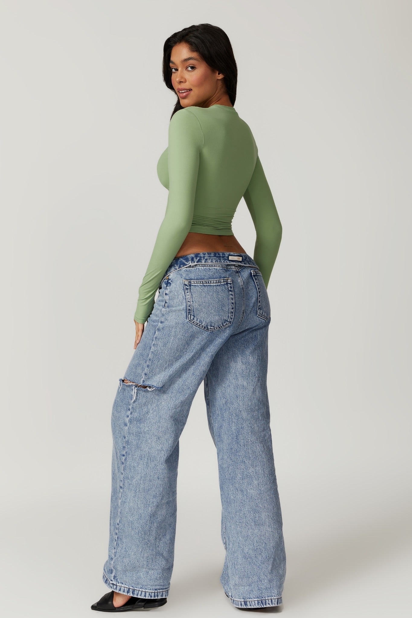 Melanie Long Sleeve Top - Matcha - Maison and Aurora