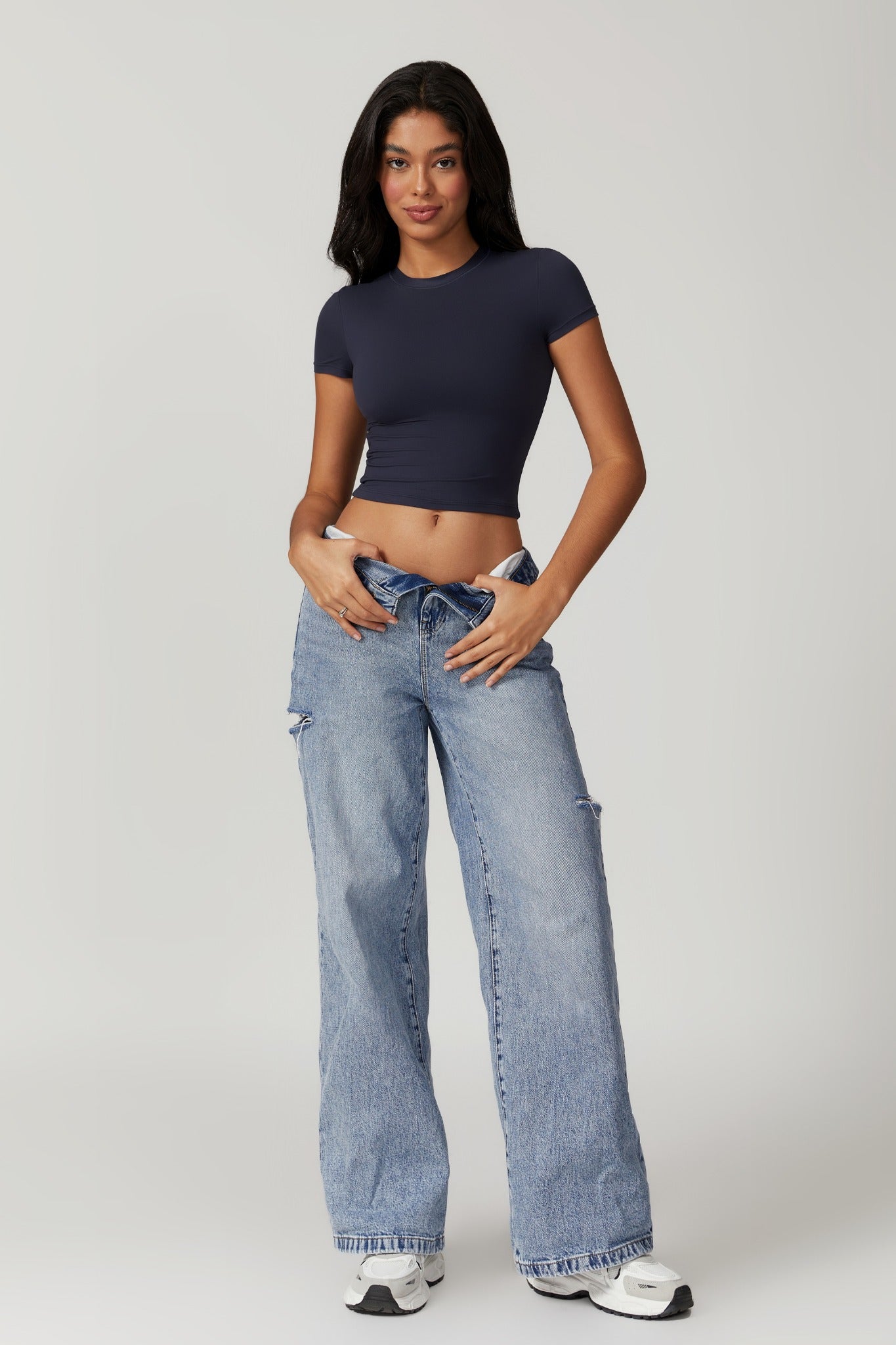 Melanie Crop Top - Navy - Maison and Aurora