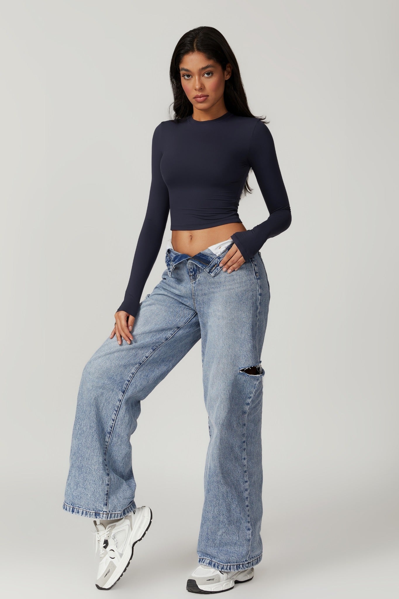 Melanie Long Sleeve Top - Navy - Maison and Aurora