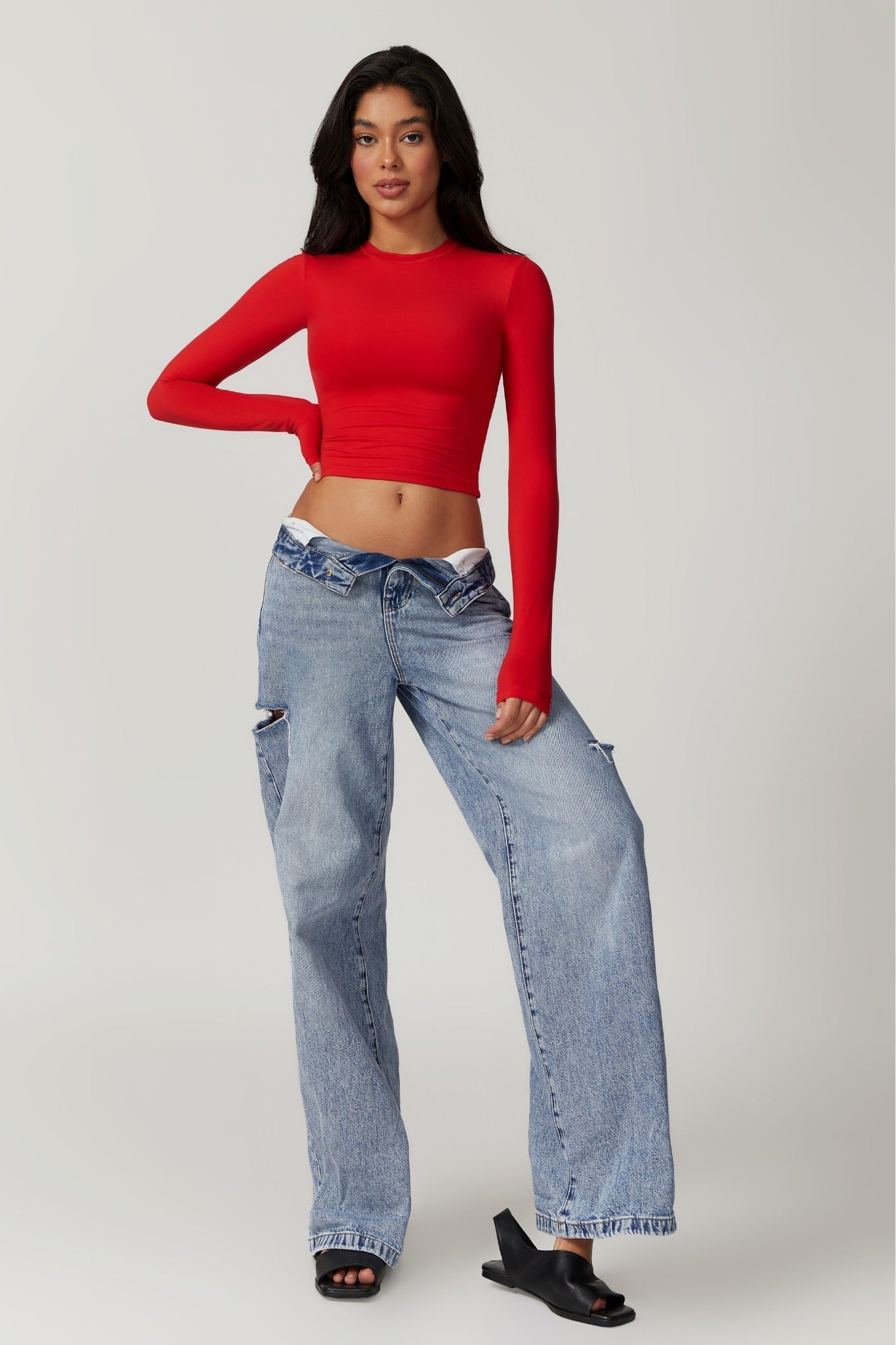 Melanie Long Sleeve Top - Red - Maison and Aurora