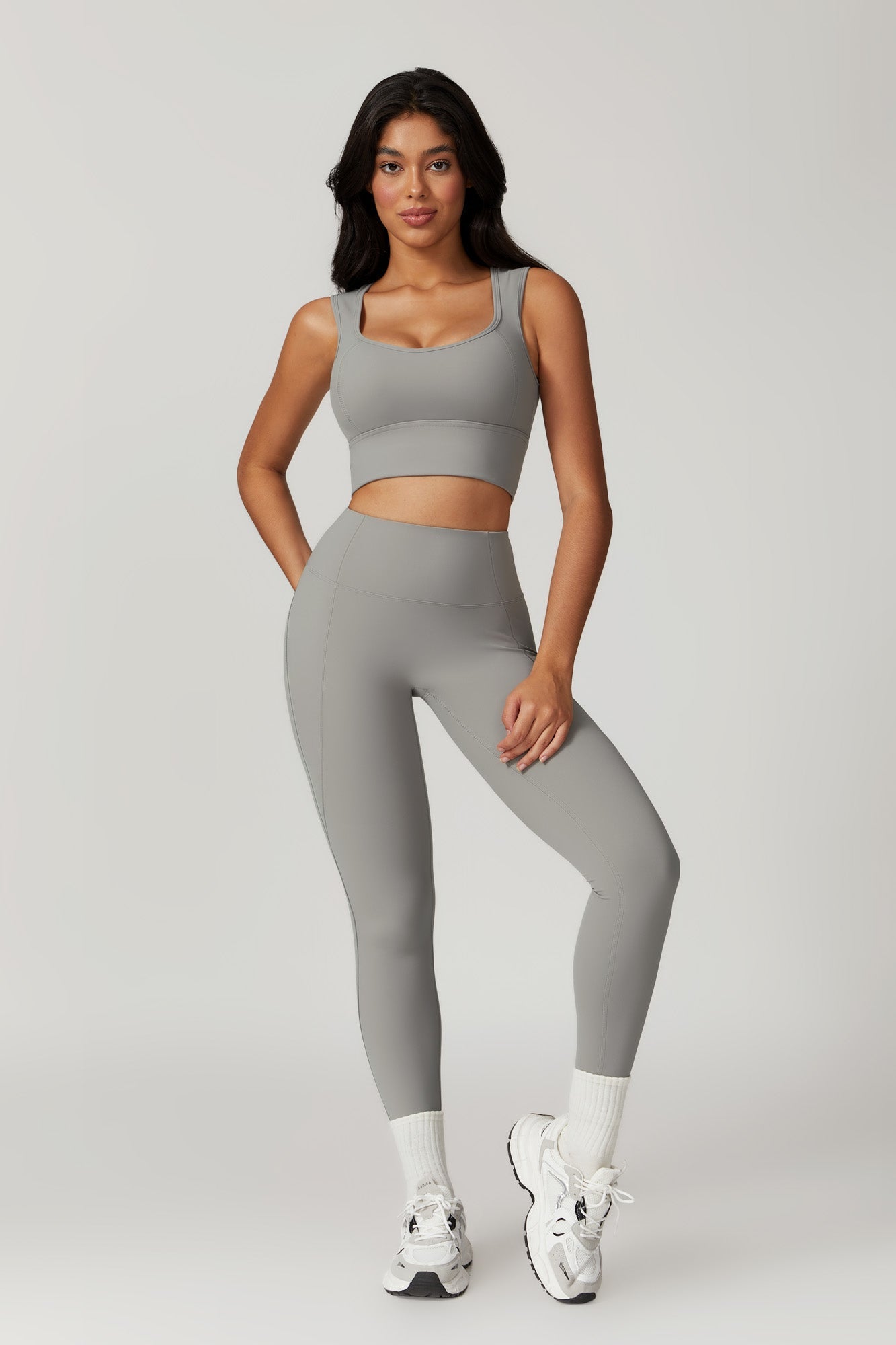 Isla Plunge Sports Bra - Rhino Gray - Maison and Aurora