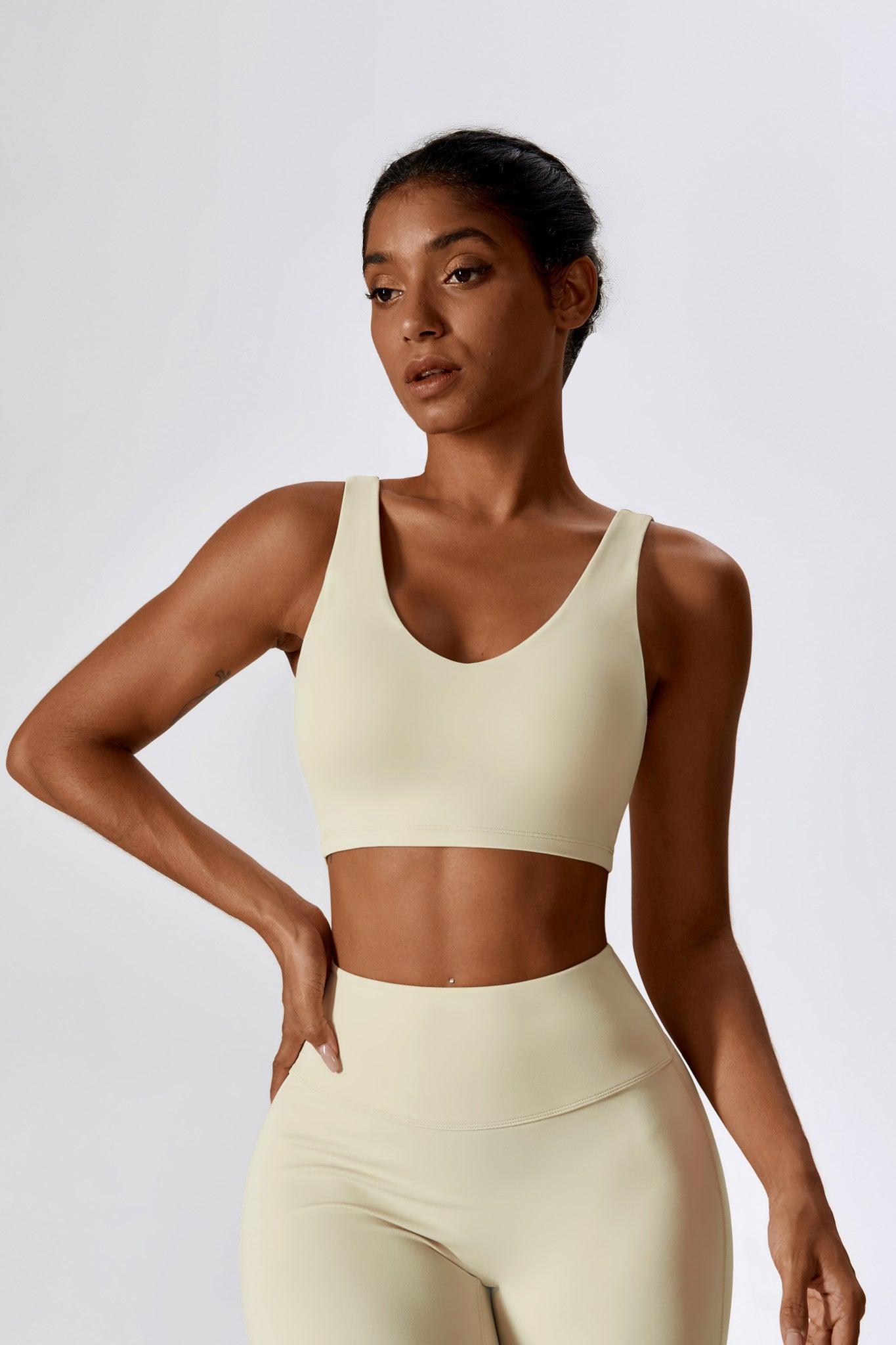 Heaven Minimalistic Sports Bra - Cream (FINAL SALE) - Maison and Aurora