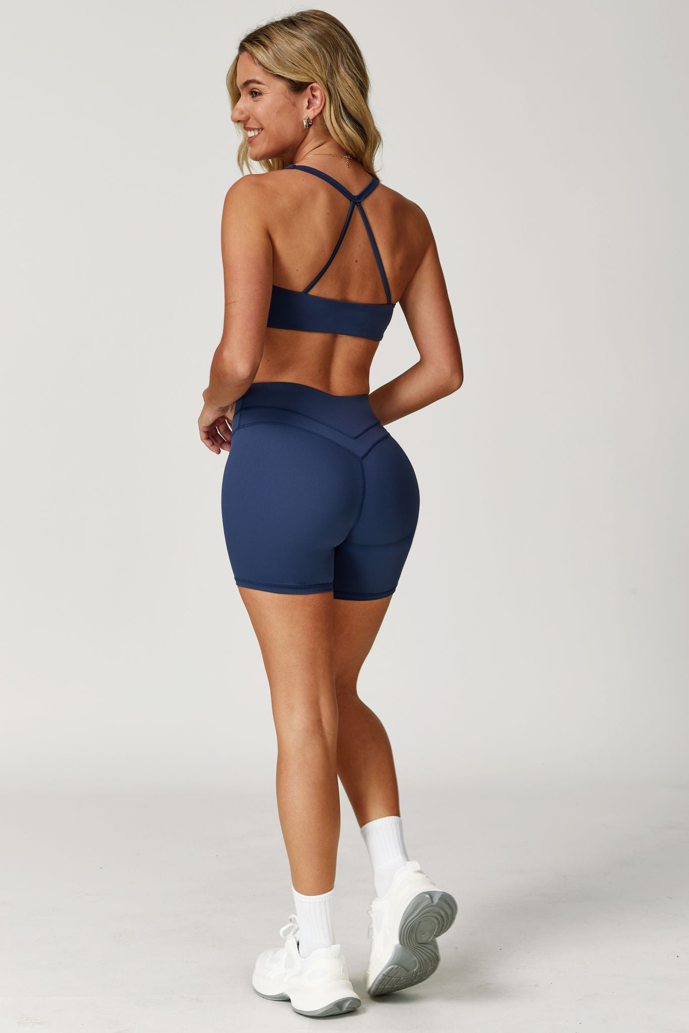 Amy Cross Back Sports Bra - Slate Blue - Maison and Aurora