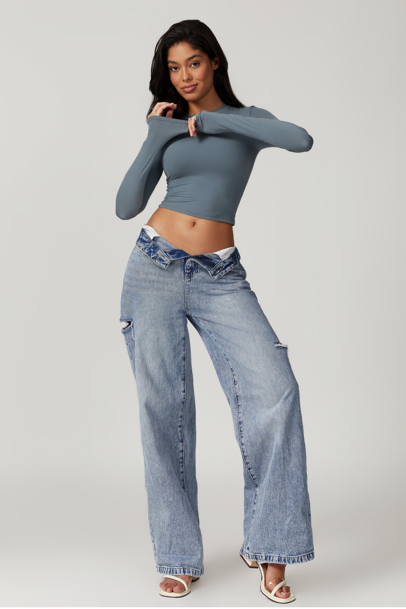 Melanie Long Sleeve Top - Steel Gray - Maison and Aurora