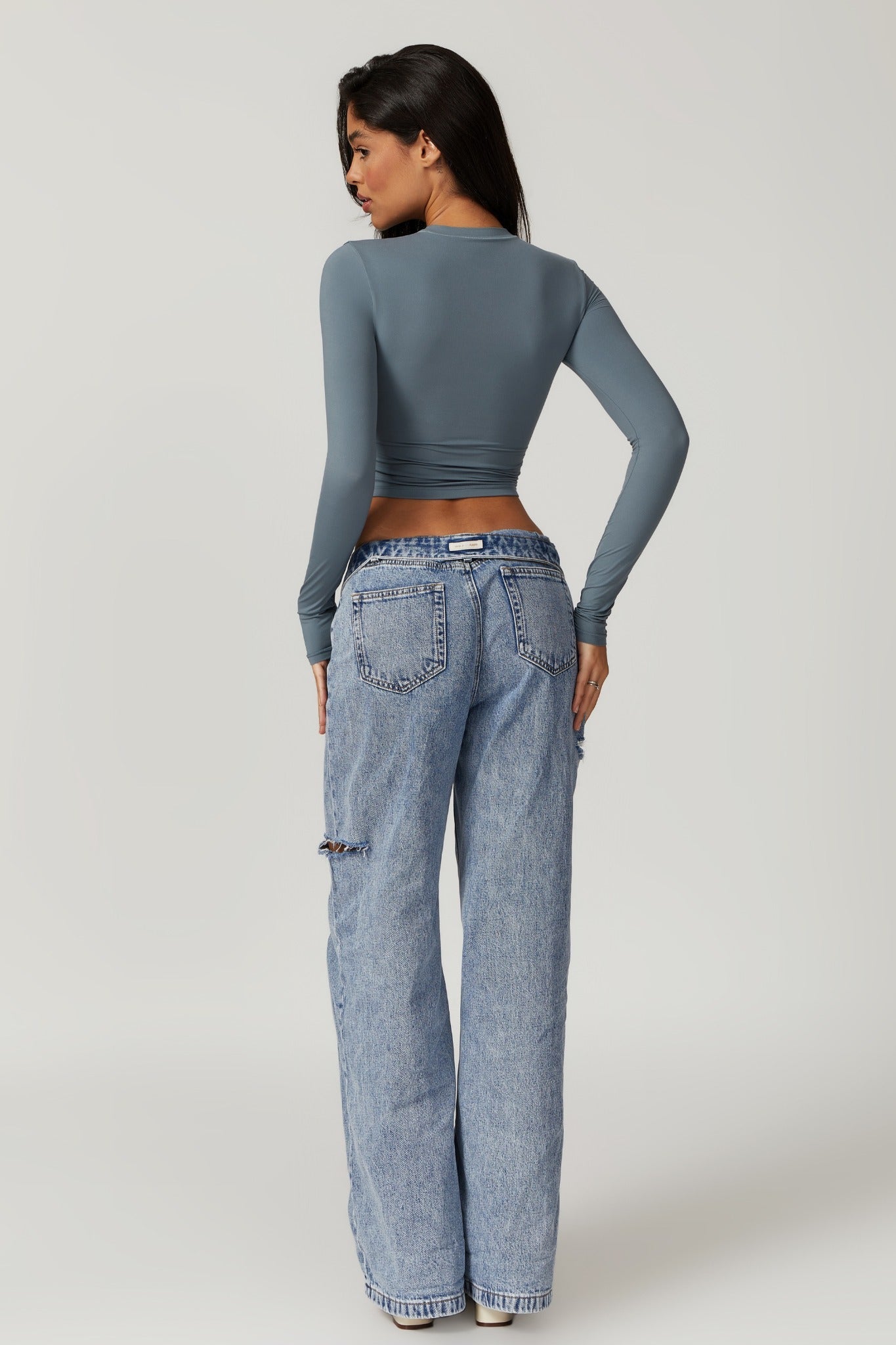 Melanie Long Sleeve Top - Steel Gray - Maison and Aurora