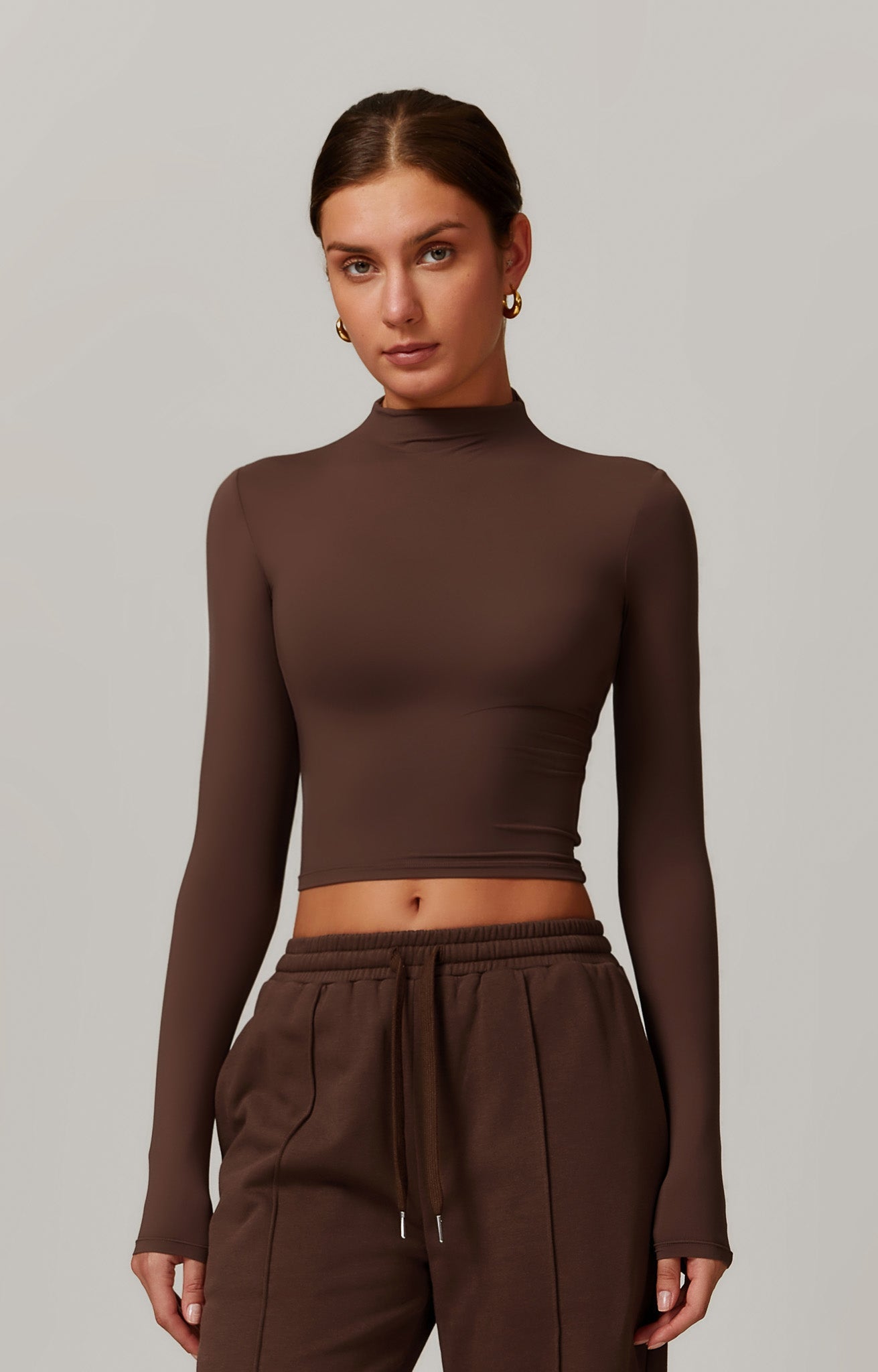 Amber Long Sleeve Top - Brown - Maison and Aurora
