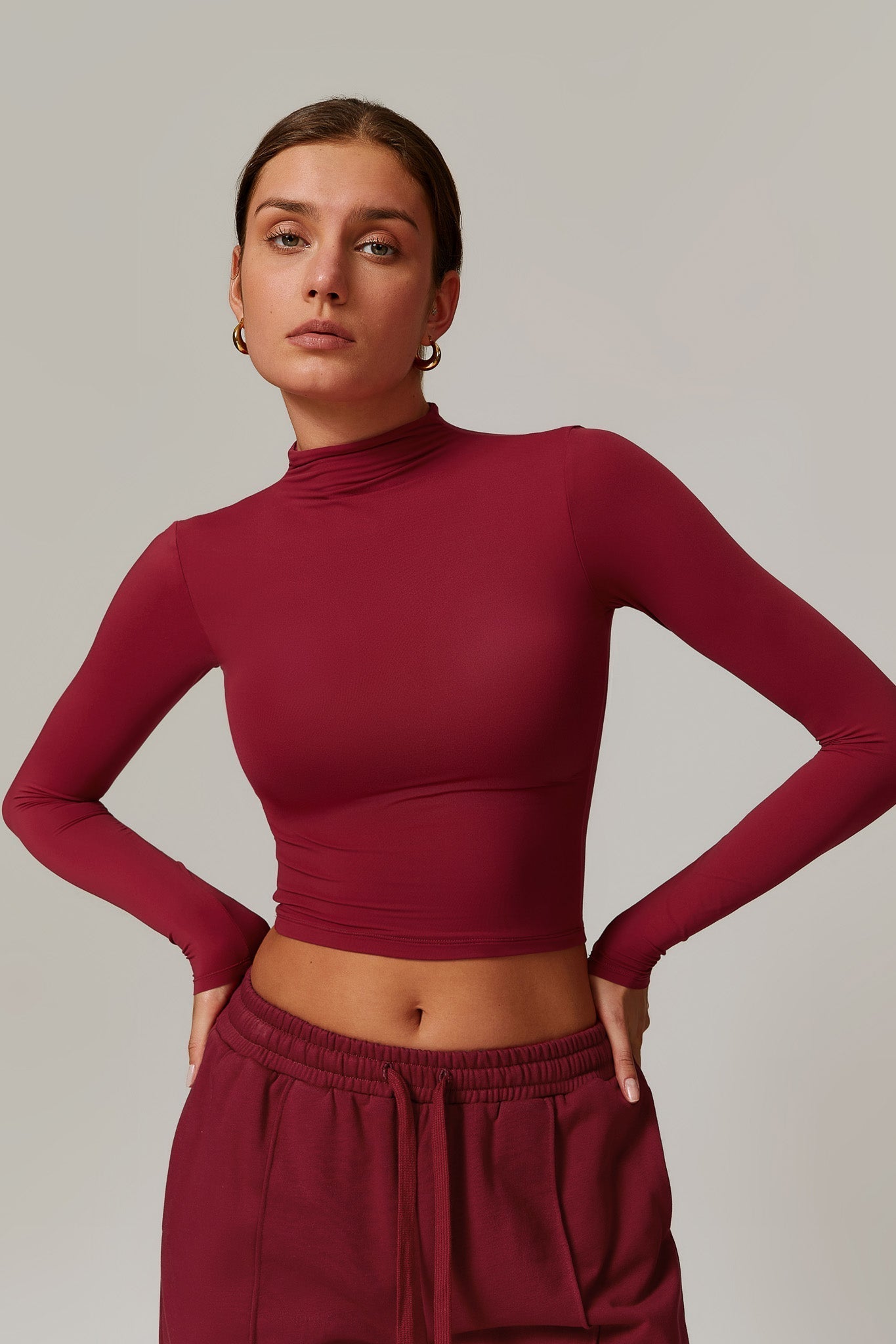 Amber Long Sleeve Top - Maroon - Maison and Aurora