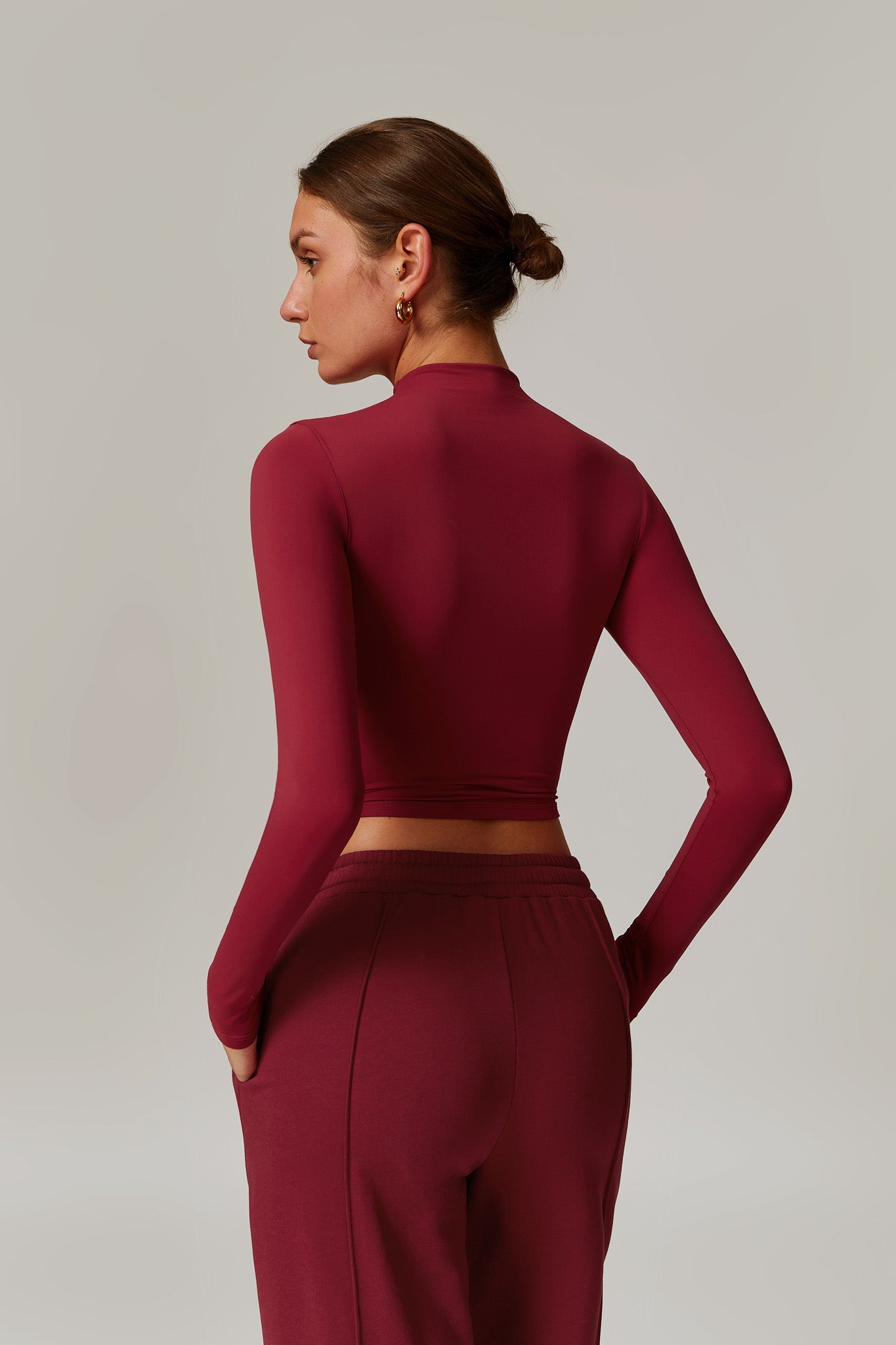 Amber Long Sleeve Top - Maroon - Maison and Aurora