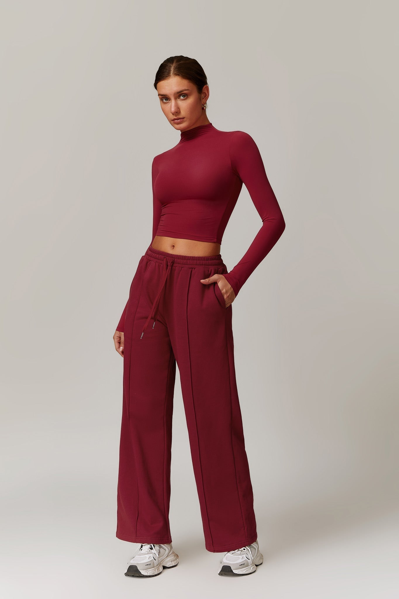 Amber Long Sleeve Top - Maroon - Maison and Aurora