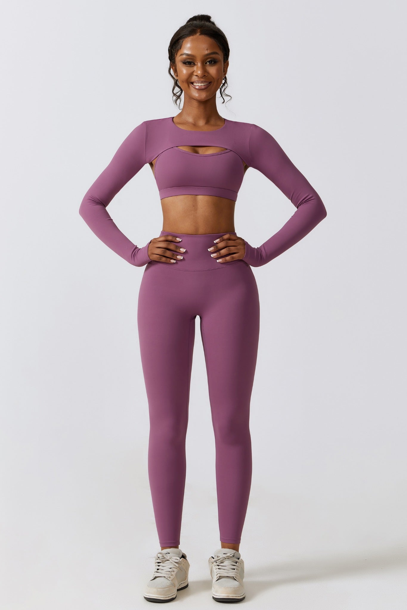 Fit Long Sleeve Shrug Top - Plum - Maison and Aurora