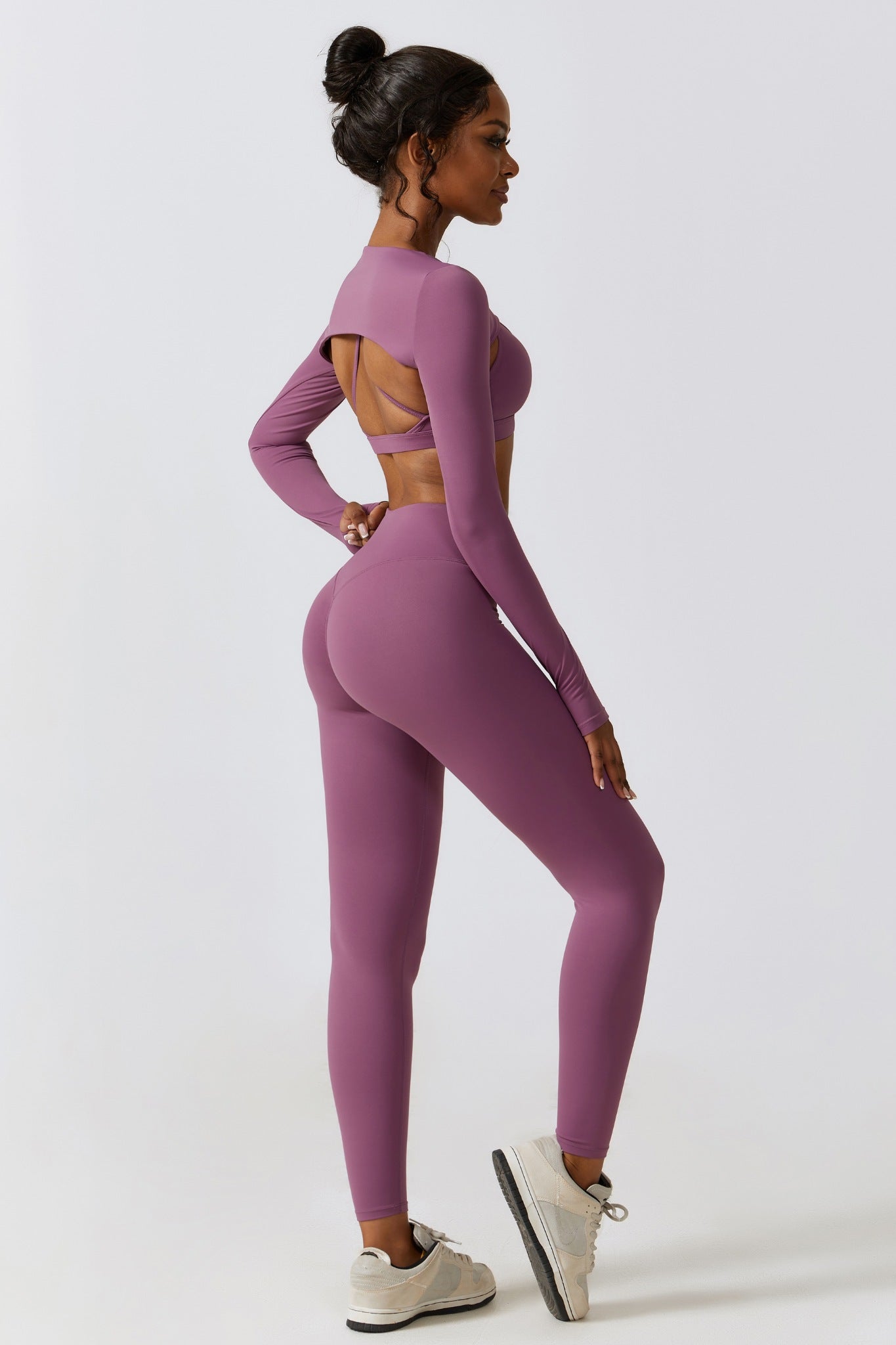 Fit Long Sleeve Shrug Top - Plum - Maison and Aurora