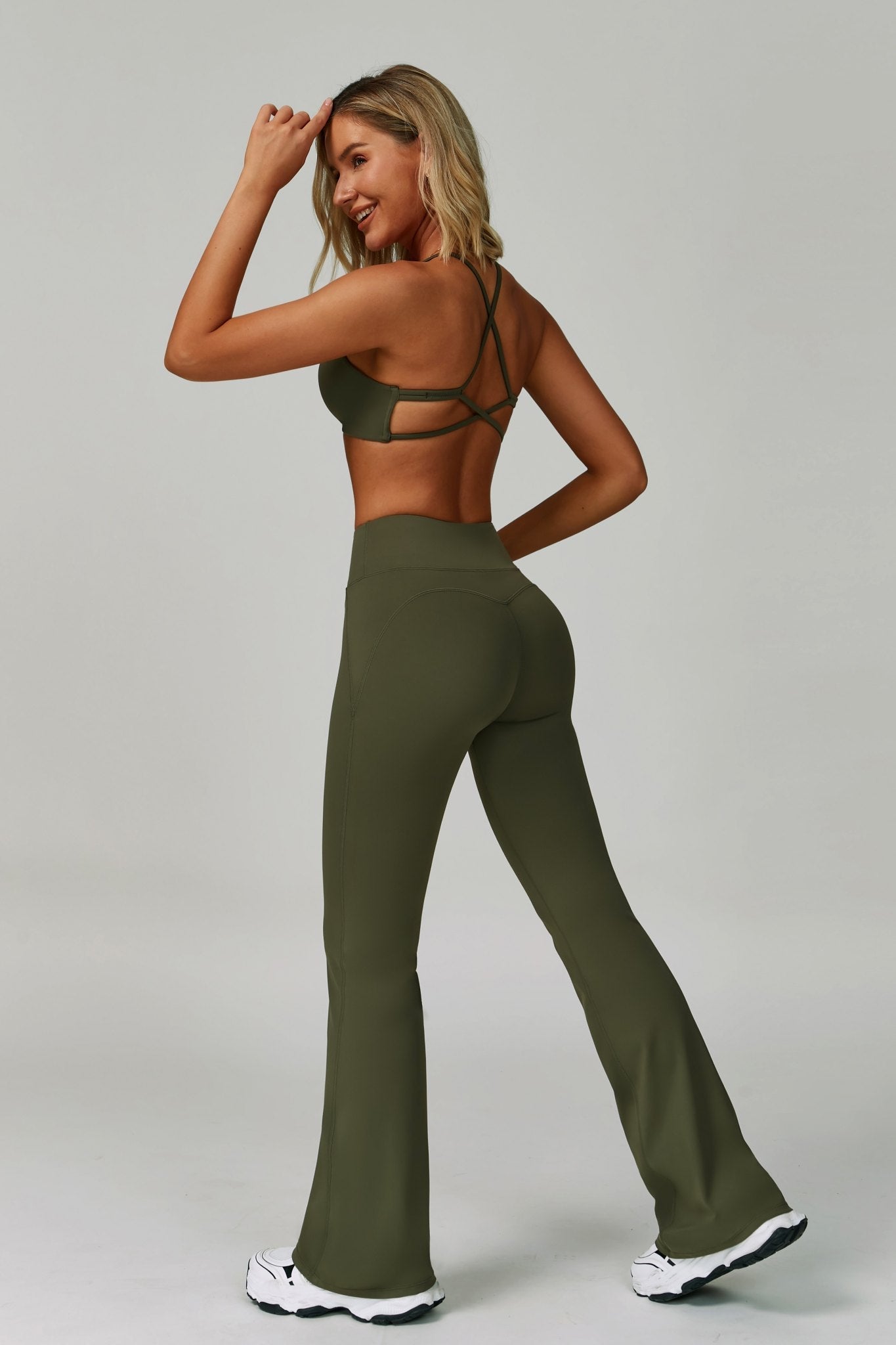 Esme Strappy Sports Bra - Sagewood - Maison and Aurora