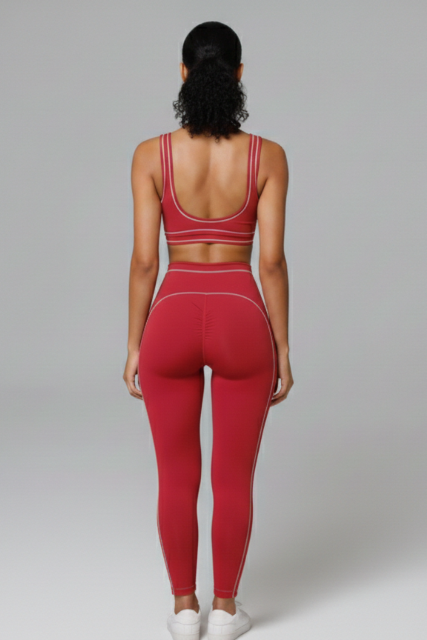 Shelly High Waist Sports Leggings - Cherry Red - Maison and Aurora