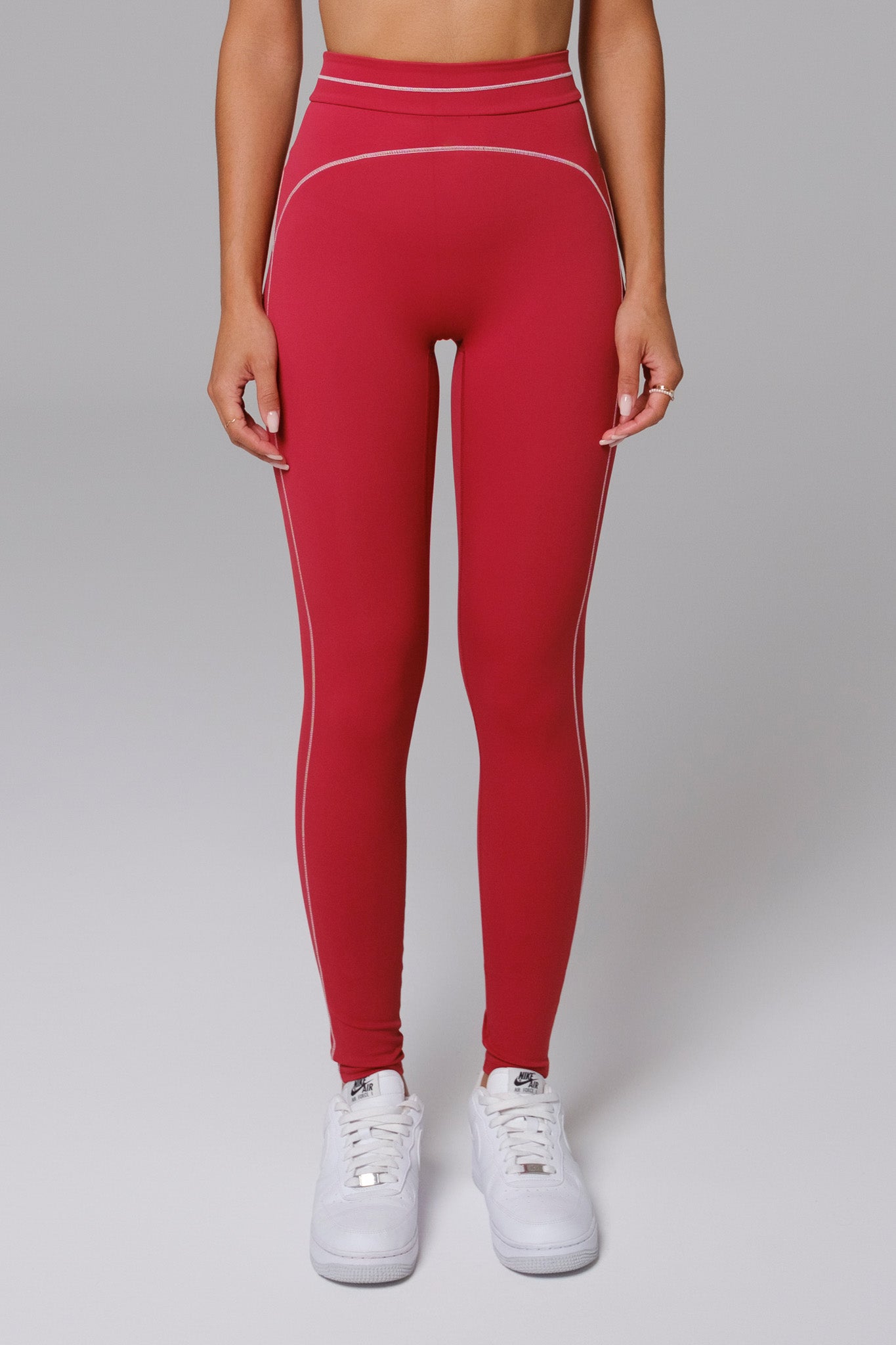 Shelly High Waist Sports Leggings - Cherry Red - Maison and Aurora