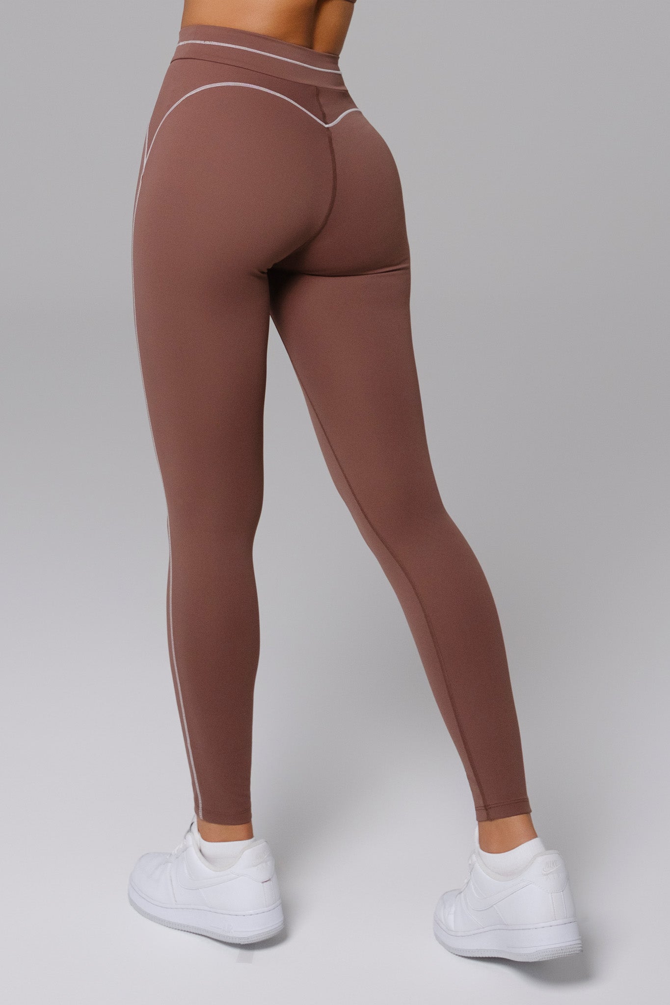 Shelly High Waist Sports Leggings - Soft Chestnut - Maison and Aurora