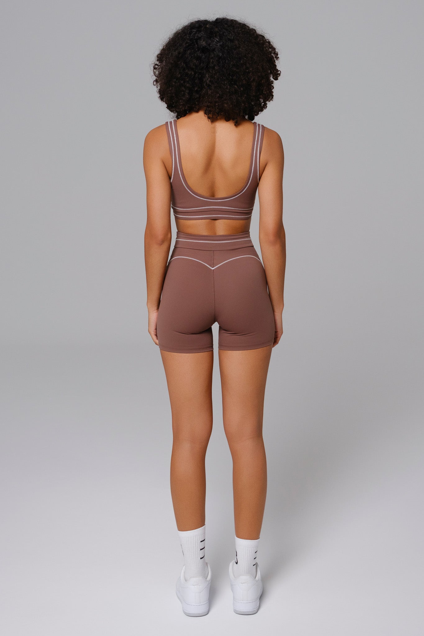 Shelly High Waist Sports Shorts - Soft Chestnut - Maison and Aurora