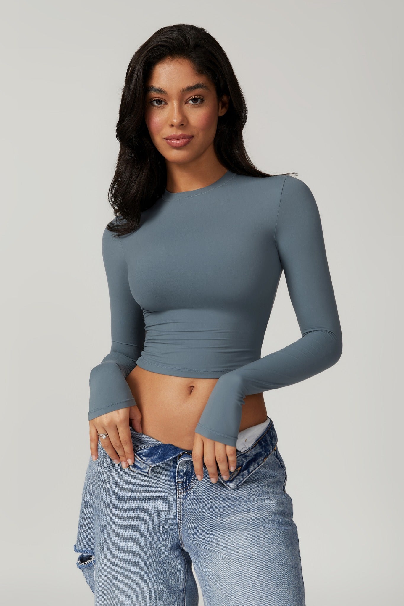 Serena Long Sleeve Top - Steel Gray