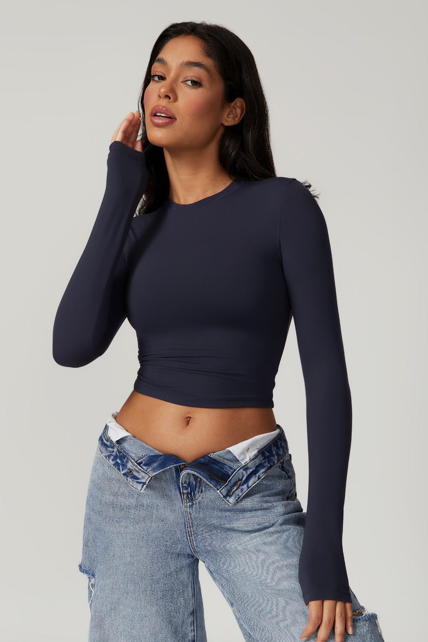 Melanie Long Sleeve Top - Navy
