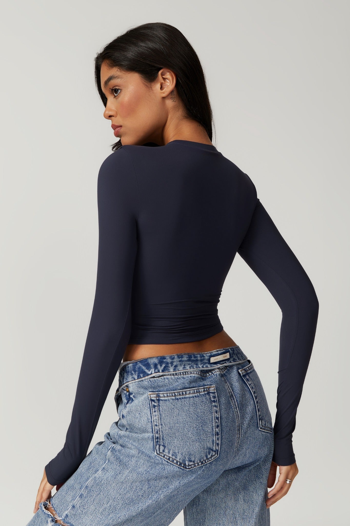 Melanie Long Sleeve Top - Navy