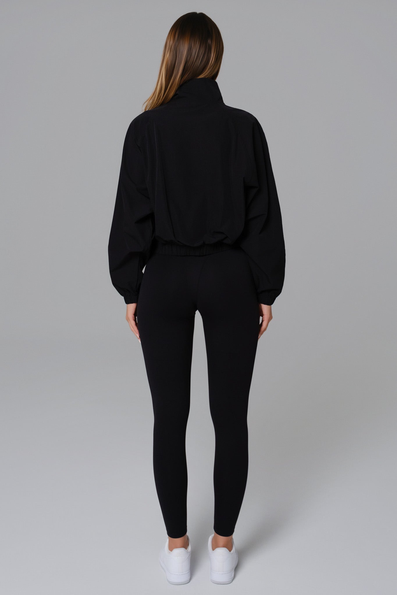 Ava Cropped Windbreaker Jacket - Black - Maison and Aurora