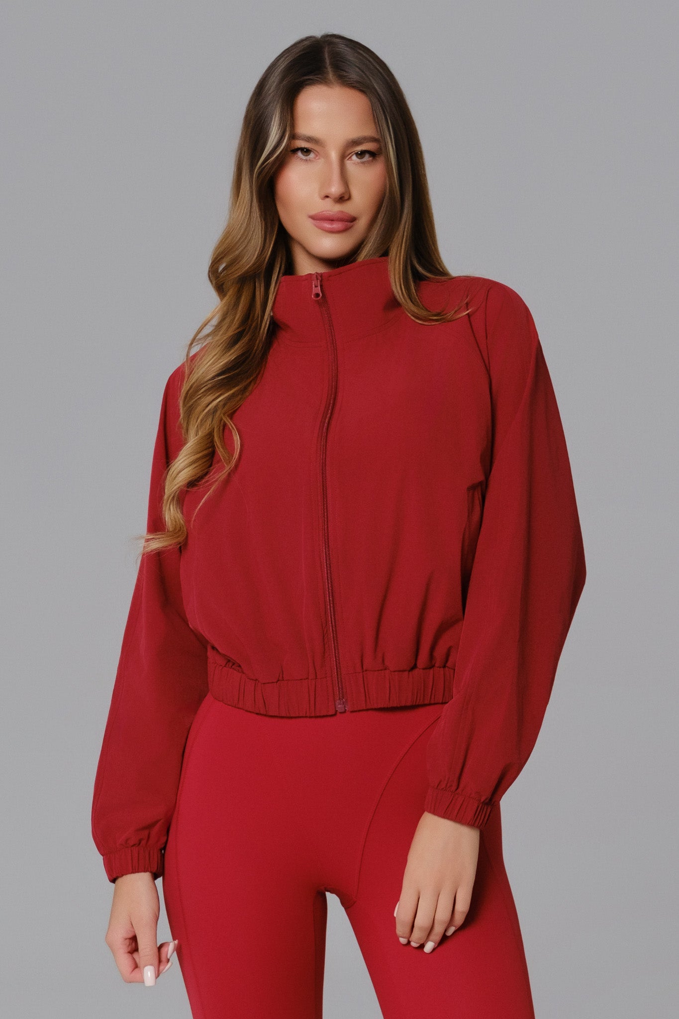 Ava Cropped Windbreaker Jacket - Red - Maison and Aurora