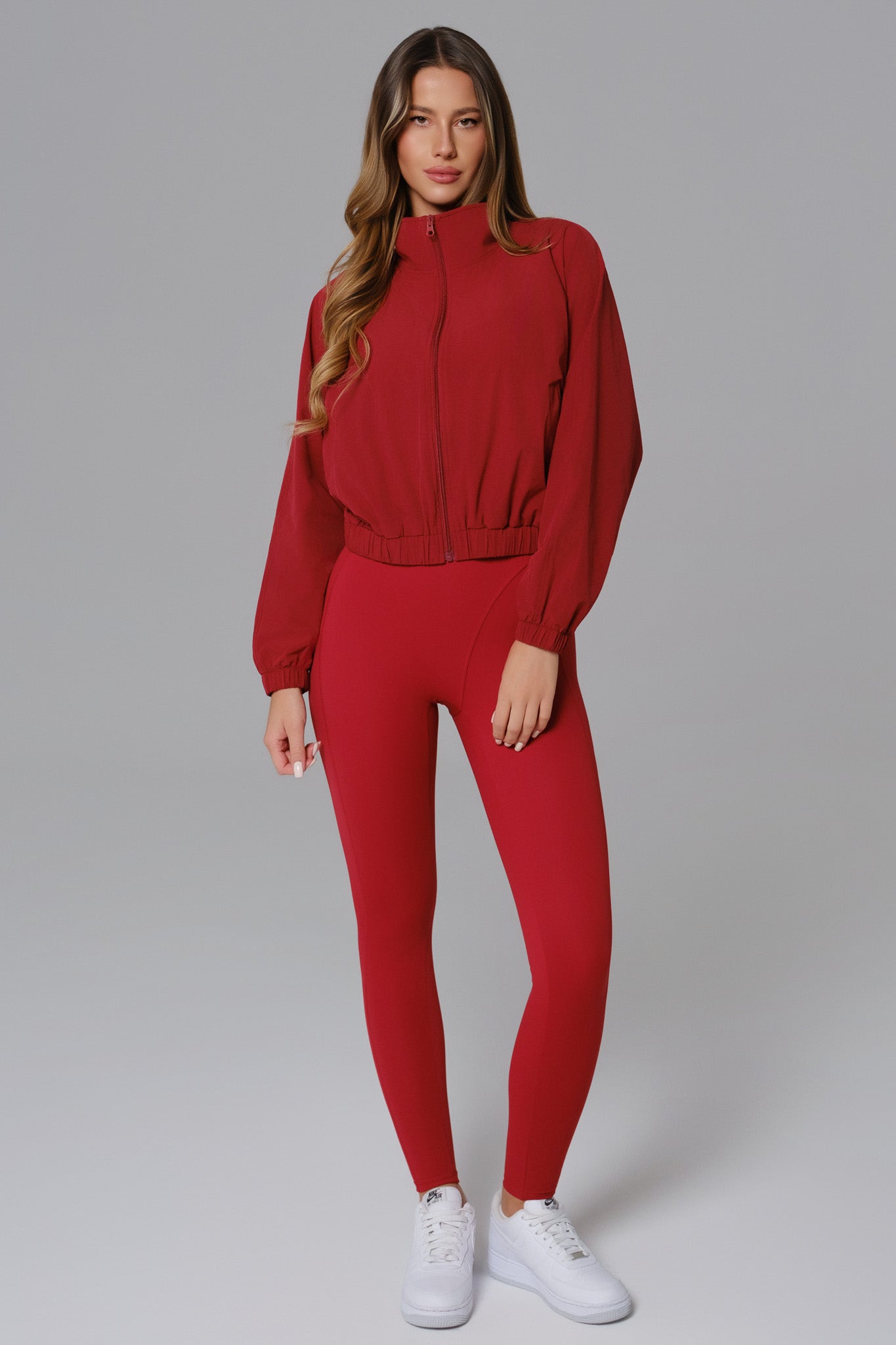 Ava Cropped Windbreaker Jacket - Red - Maison and Aurora