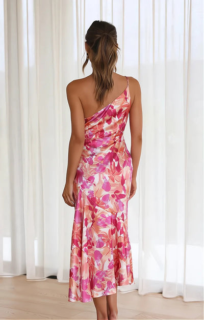 Amara™ | Elegant blomsterkjole med asymmetrisk utringning