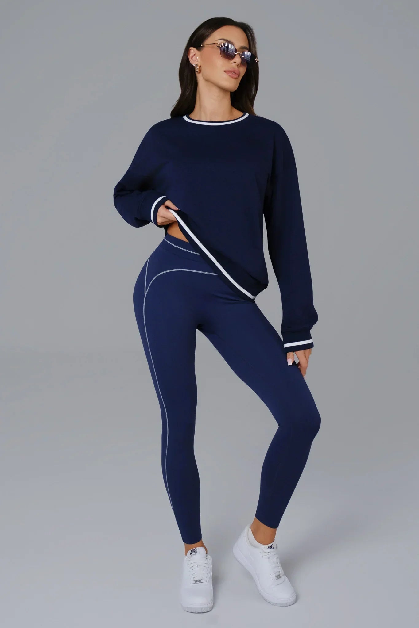 Shelly High Waist Sports Leggings - Azure Blue - Maison and Aurora
