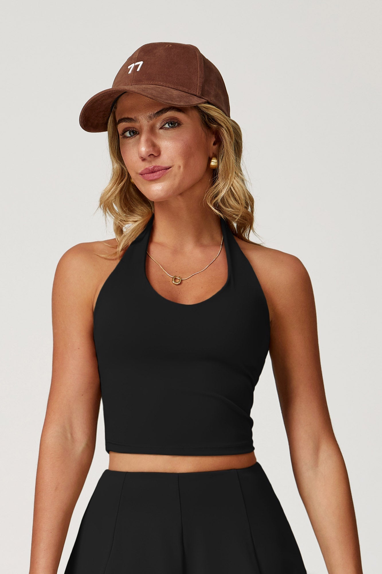 Jacky Halter Crop Top - Black - Maison and Aurora