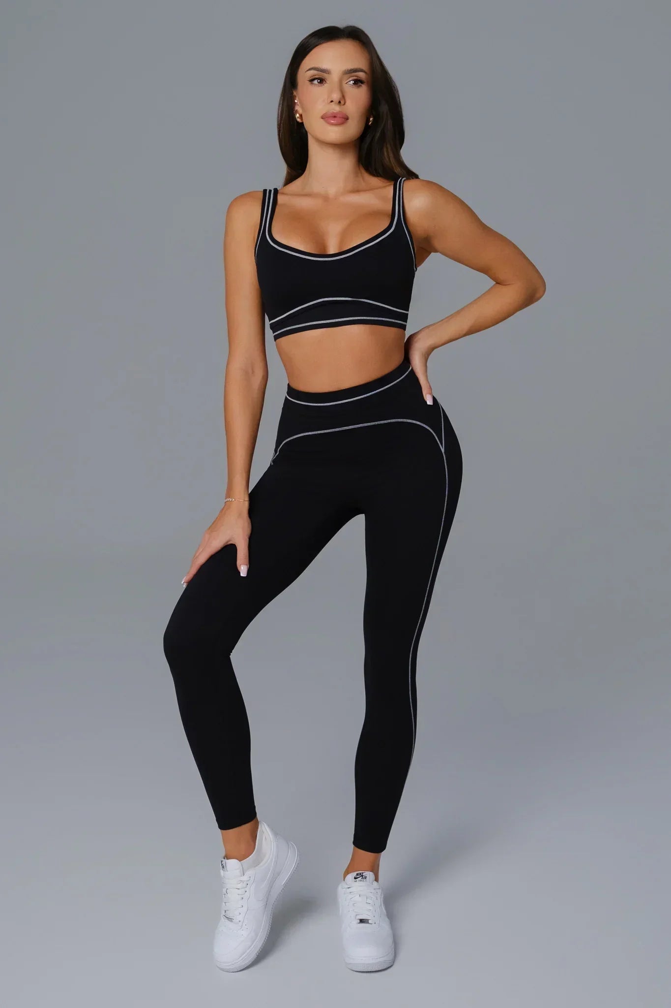 Shelly High Waist Sports Leggings - Black - Maison and Aurora